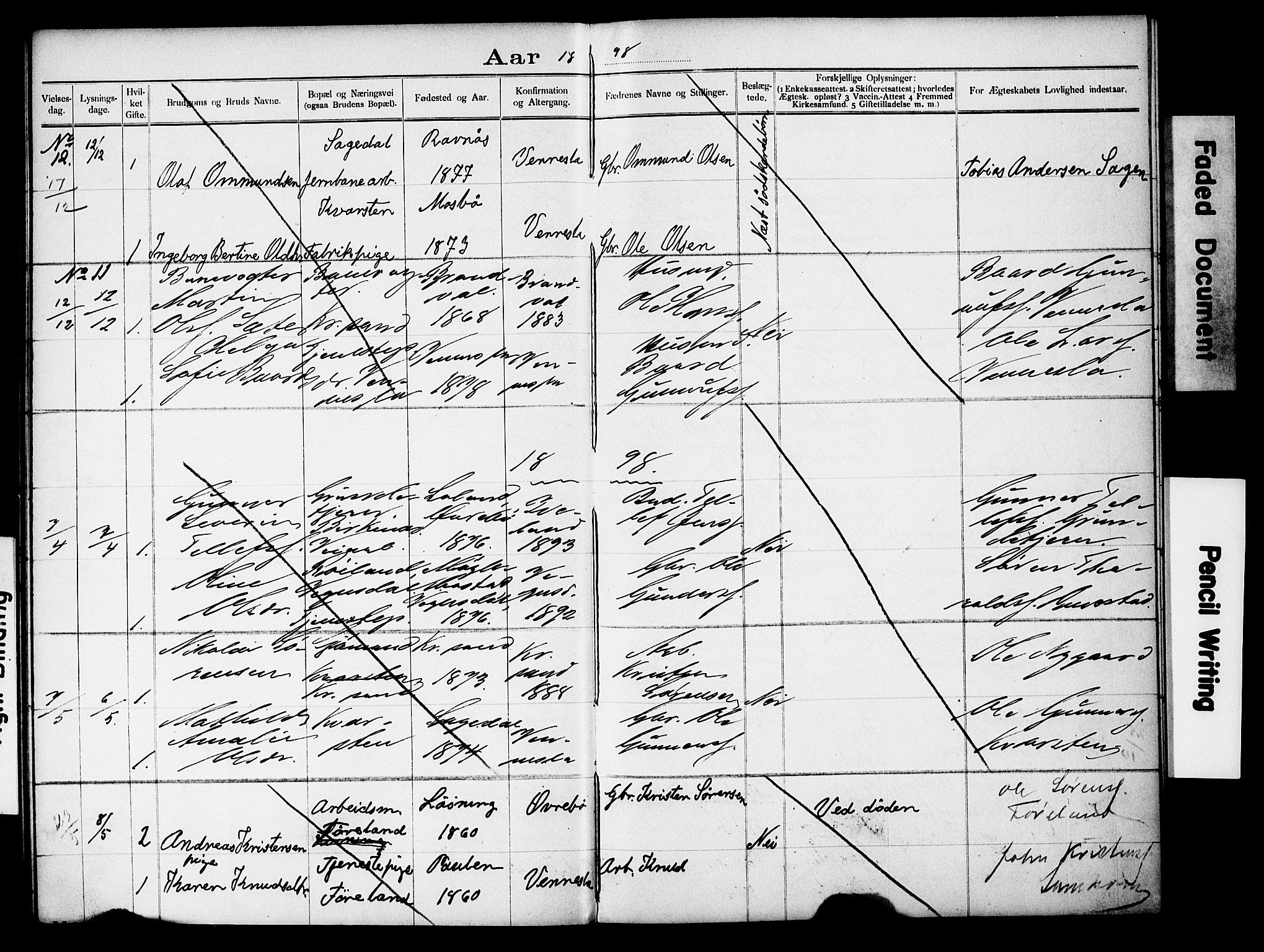 Vennesla sokneprestkontor, AV/SAK-1111-0045/J/L0032/0004: Lysningsprotokoll nr. II 5 2, 1892-1917, s. 24