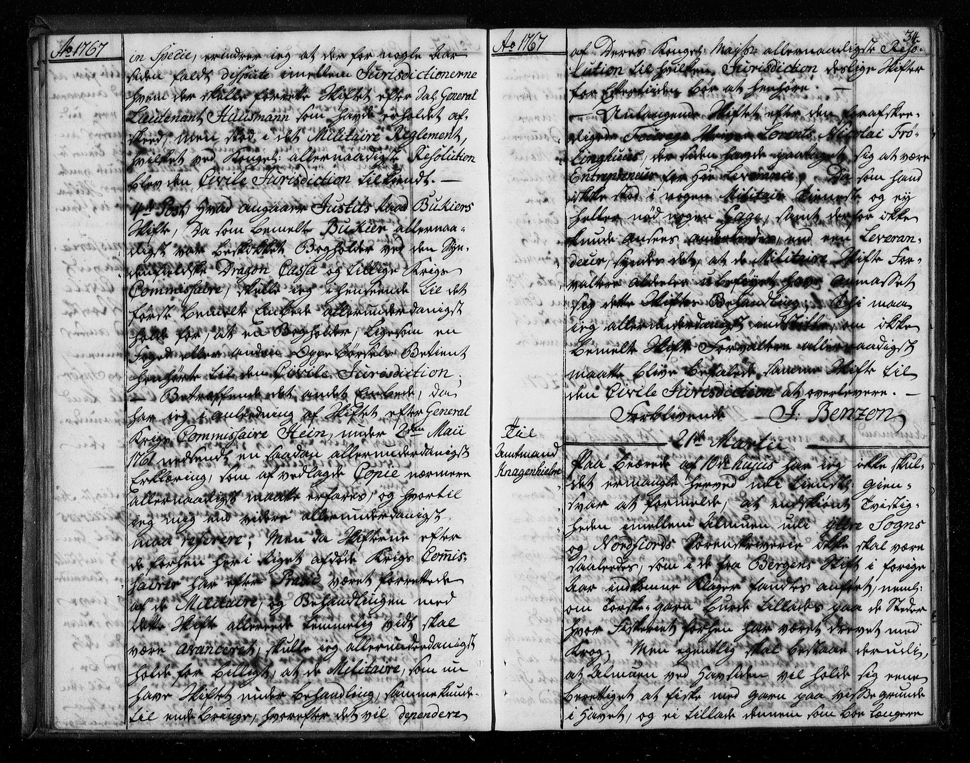Stattholderembetet 1572-1771, AV/RA-EA-2870/Bf/L0006: Stattholderprotokoll (allmenn kopibok), 1767-1768, s. 33b-34a