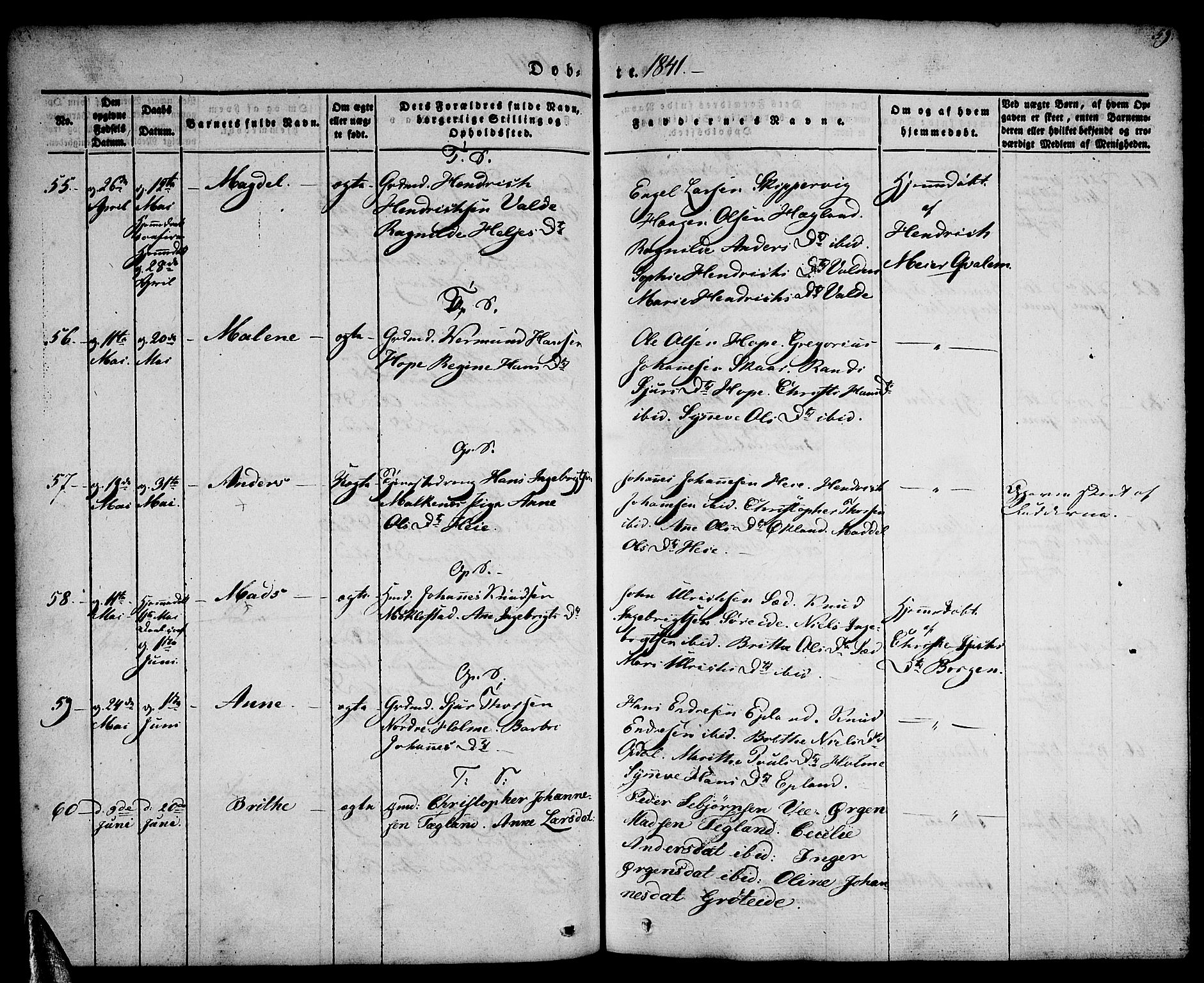 Tysnes sokneprestembete, AV/SAB-A-78601/H/Haa: Ministerialbok nr. A 9, 1837-1848, s. 59