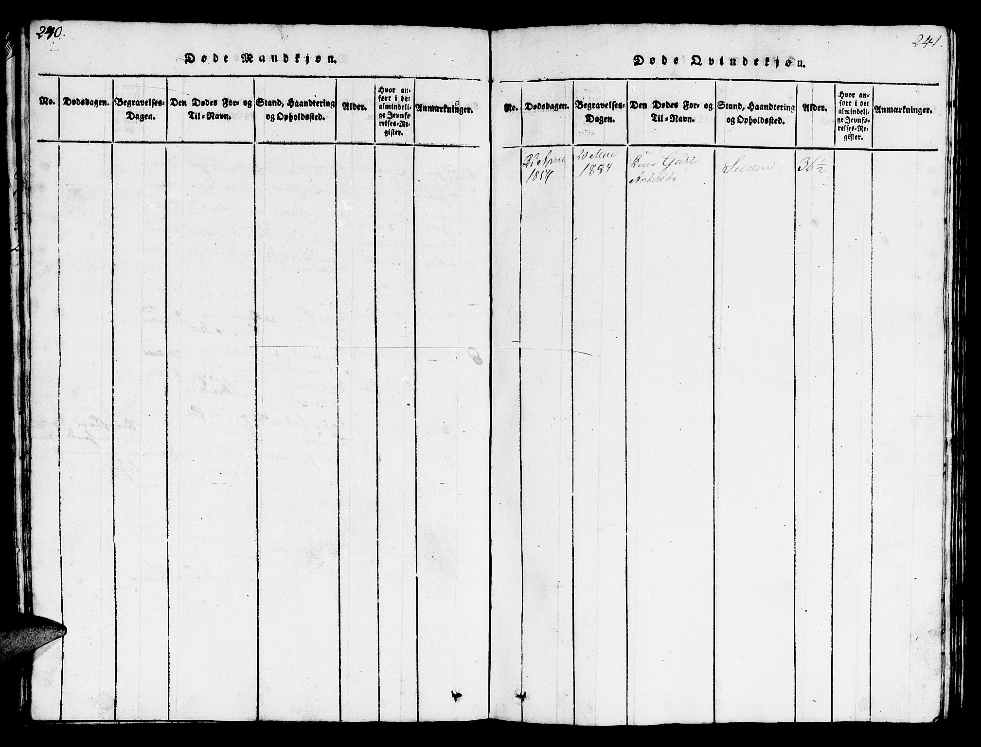 Loppa sokneprestkontor, AV/SATØ-S-1339/H/Hb/L0001klokker: Klokkerbok nr. 1, 1820-1849, s. 240-241