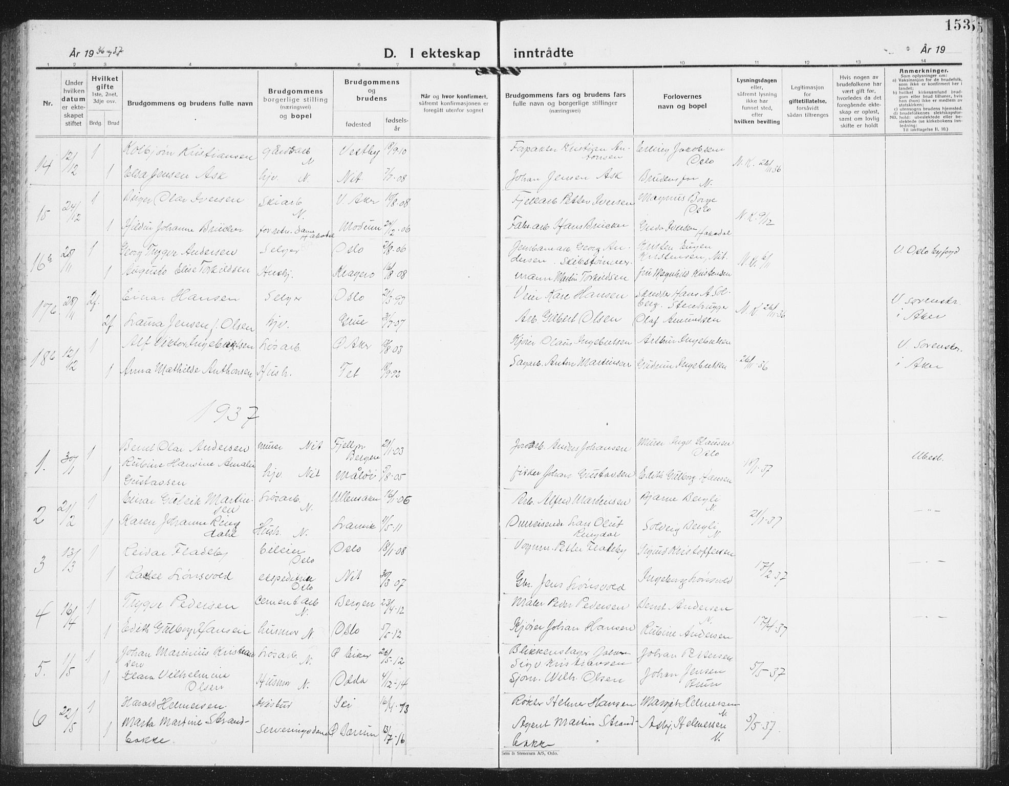 Nittedal prestekontor Kirkebøker, AV/SAO-A-10365a/G/Ga/L0004: Klokkerbok nr. I 4, 1930-1943, s. 153