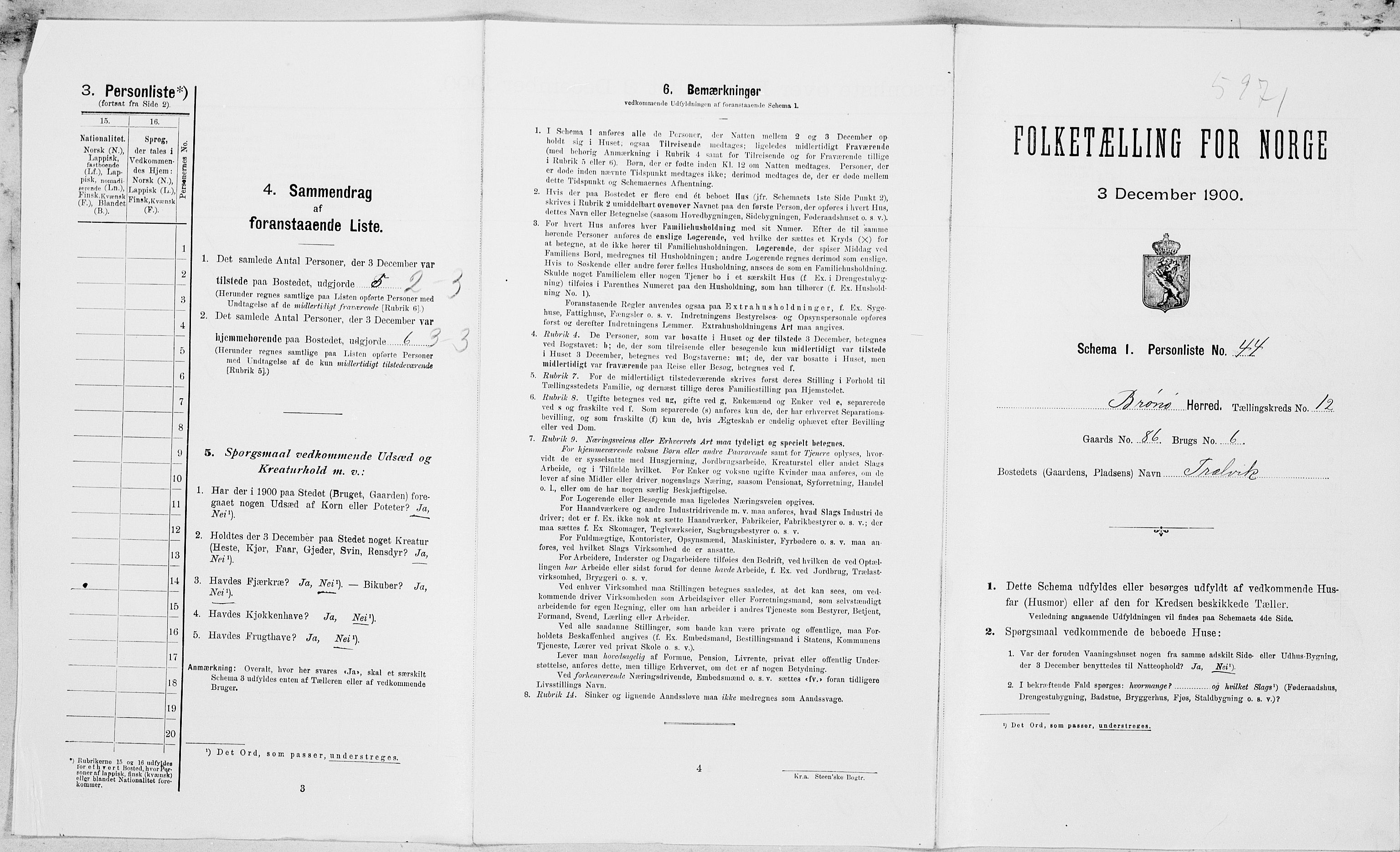 SAT, Folketelling 1900 for 1814 Brønnøy herred, 1900, s. 1539