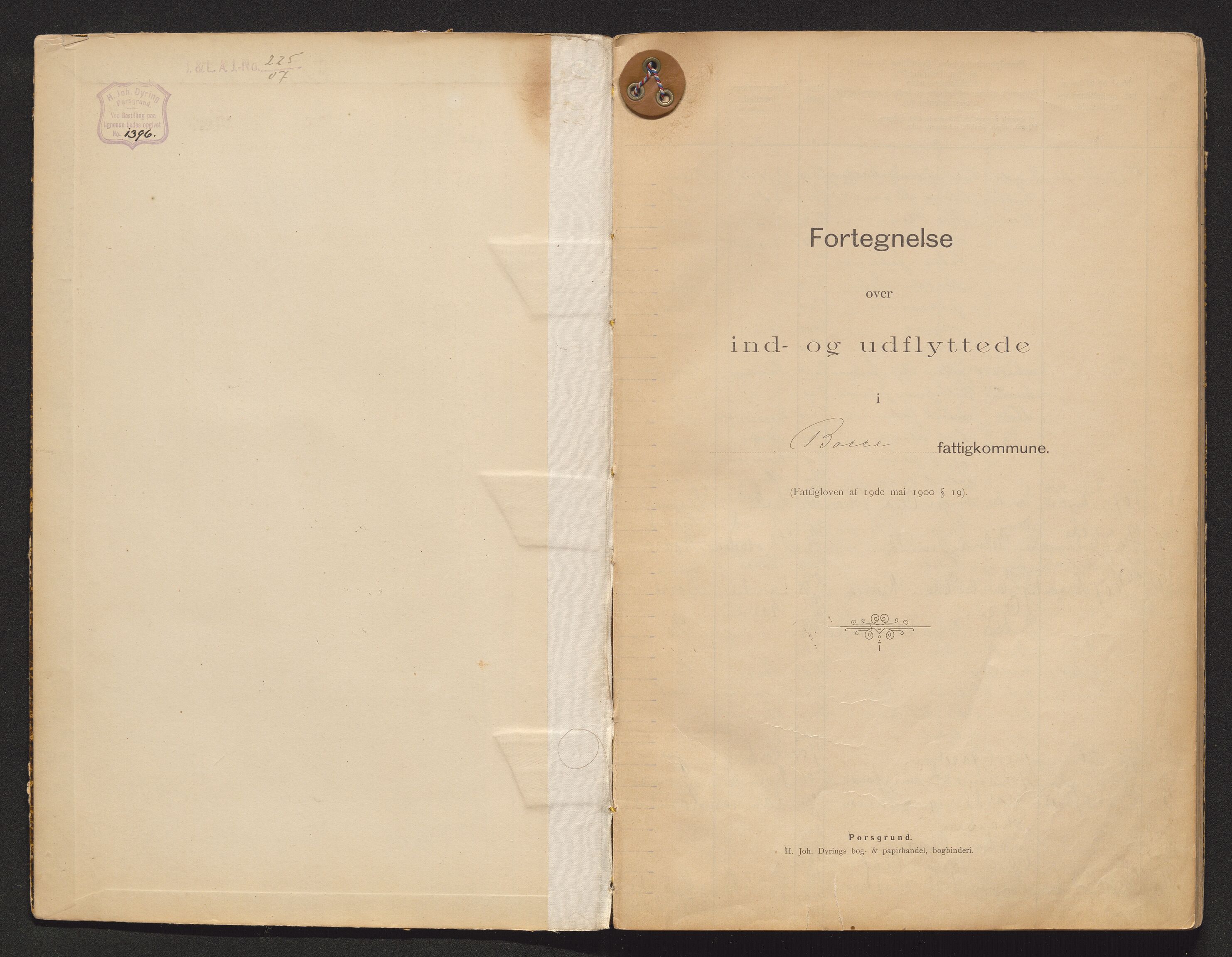 Borre lensmannskontor, SAKO/A-533/O/Oa/L0002: Protokoll over inn- og utflyttede, 1907-1912