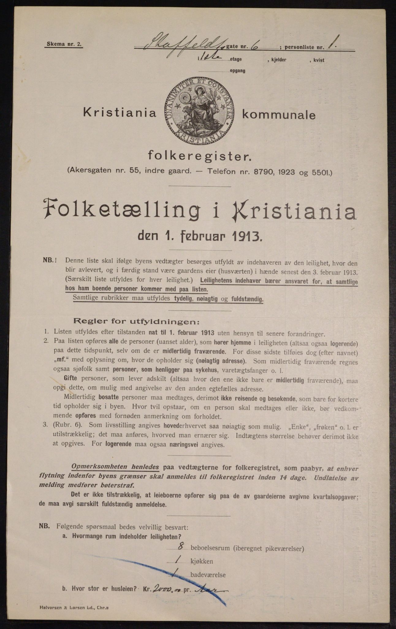 OBA, Kommunal folketelling 1.2.1913 for Kristiania, 1913, s. 100688