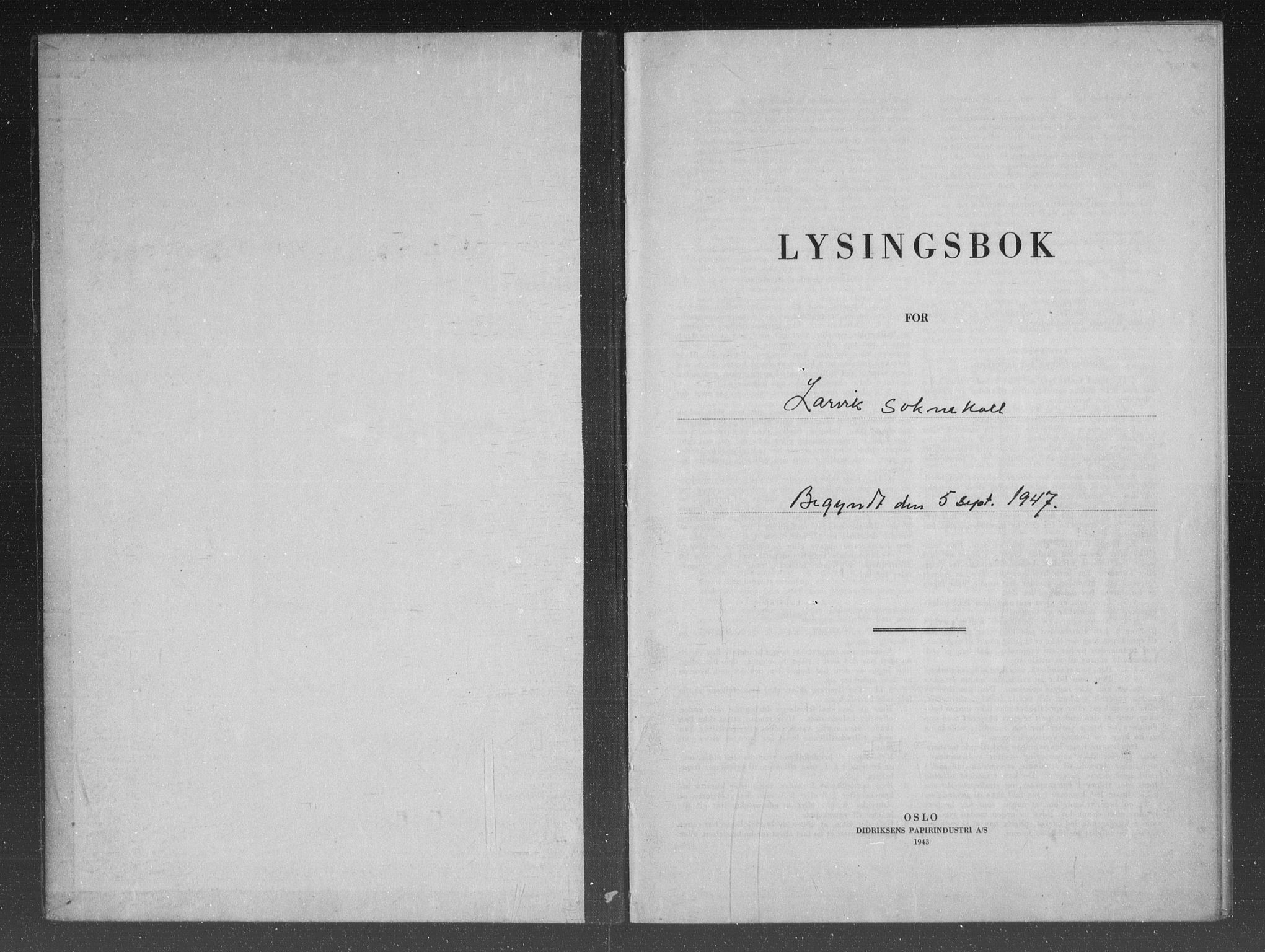 Larvik kirkebøker, AV/SAKO-A-352/H/Ha/L0007: Lysningsprotokoll nr. 7, 1947-1954