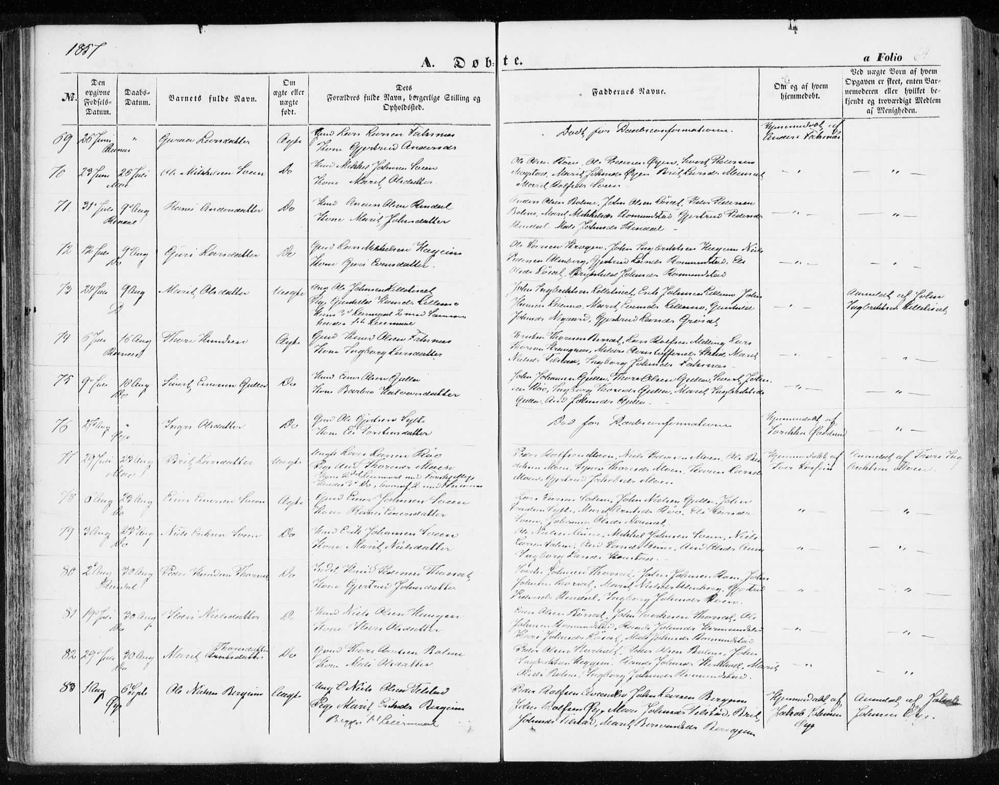 Ministerialprotokoller, klokkerbøker og fødselsregistre - Møre og Romsdal, SAT/A-1454/595/L1044: Ministerialbok nr. 595A06, 1852-1863, s. 64