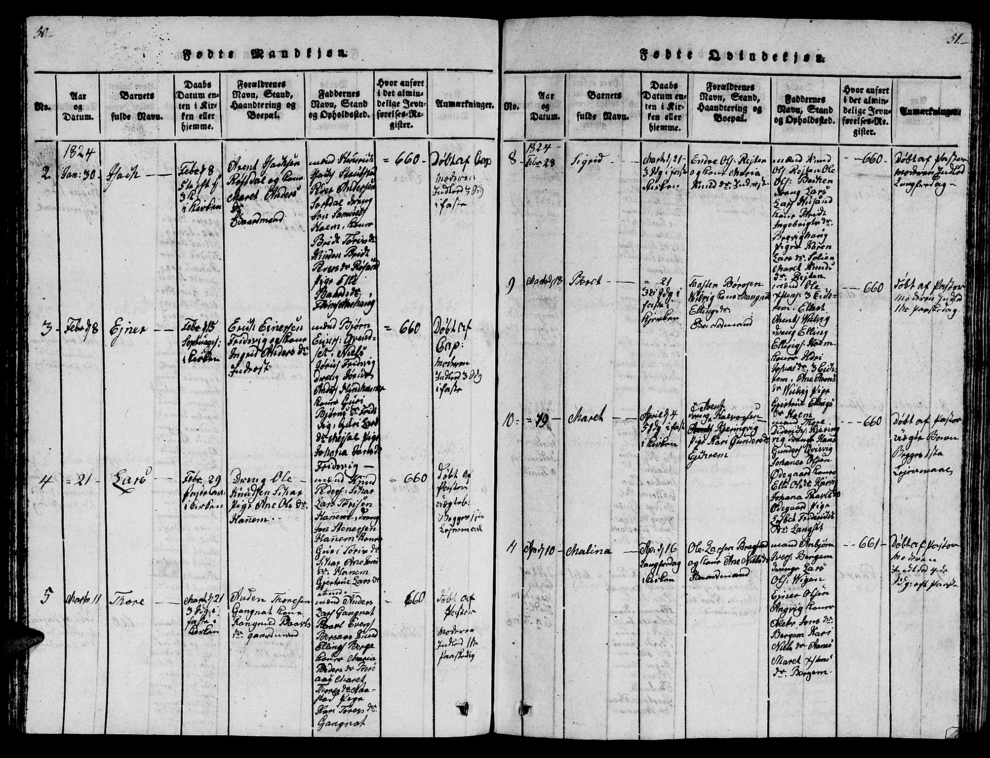 Ministerialprotokoller, klokkerbøker og fødselsregistre - Møre og Romsdal, AV/SAT-A-1454/586/L0990: Klokkerbok nr. 586C01, 1819-1837, s. 50-51