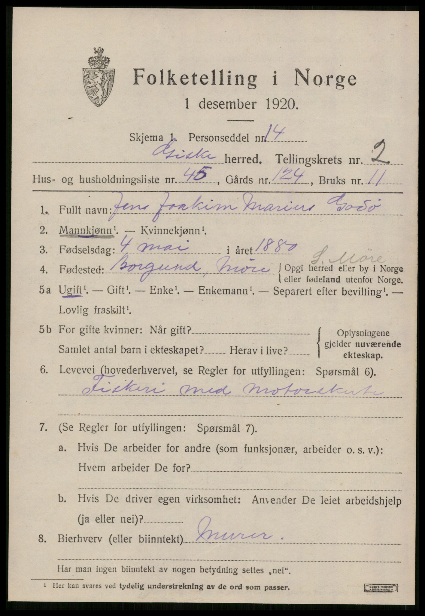 SAT, Folketelling 1920 for 1532 Giske herred, 1920, s. 1626