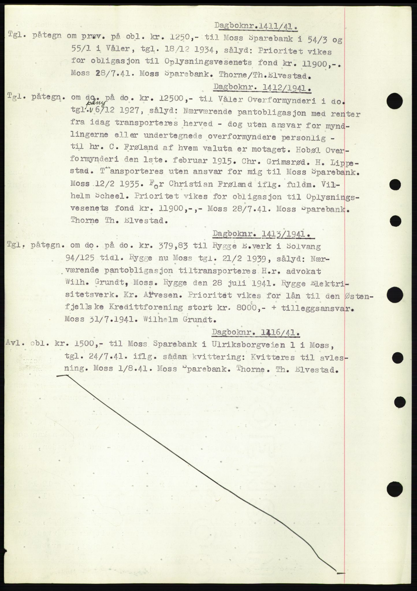 Moss sorenskriveri, SAO/A-10168: Pantebok nr. C10, 1938-1950, Dagboknr: 1411/1941