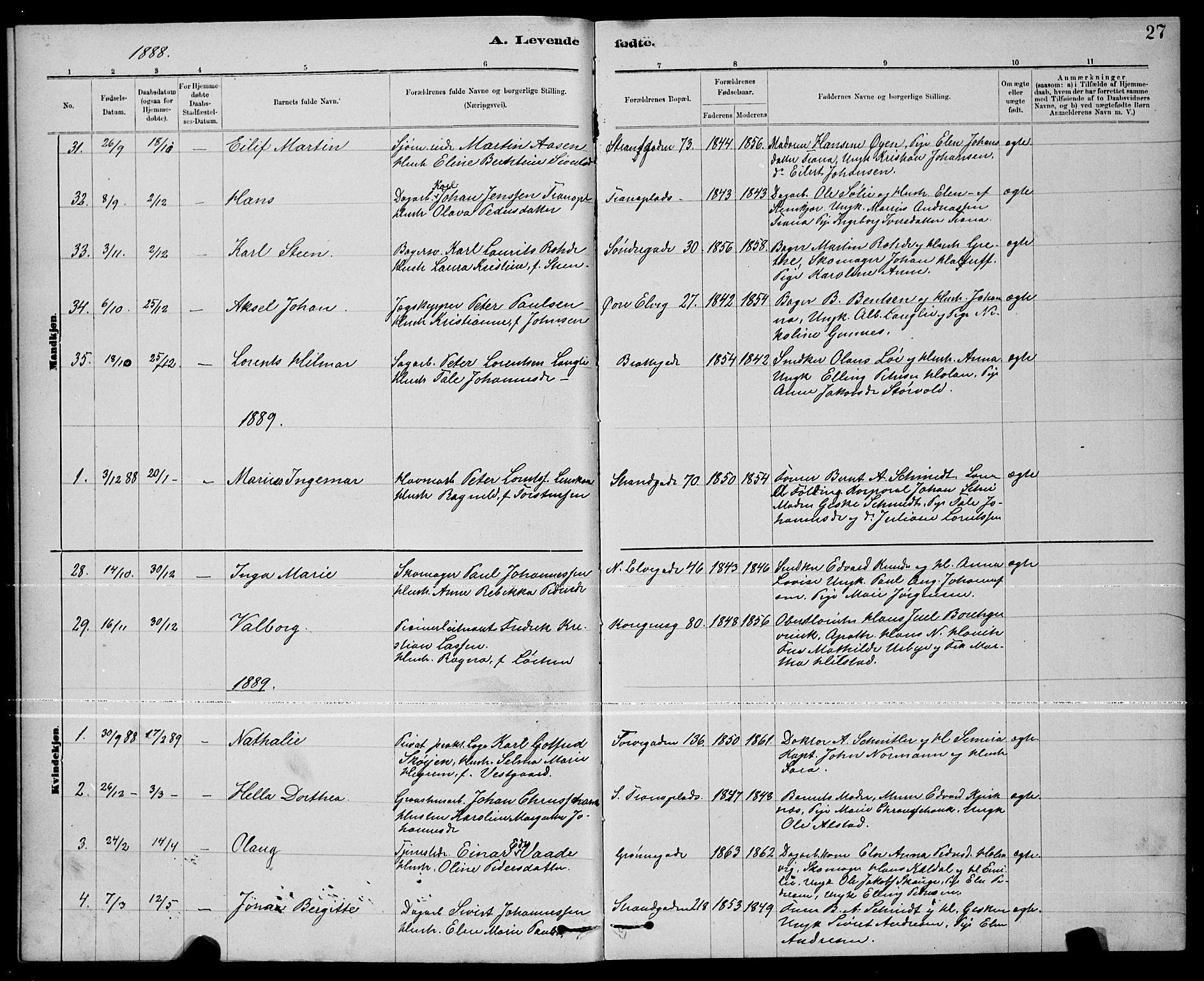 Ministerialprotokoller, klokkerbøker og fødselsregistre - Nord-Trøndelag, SAT/A-1458/739/L0374: Klokkerbok nr. 739C02, 1883-1898, s. 27