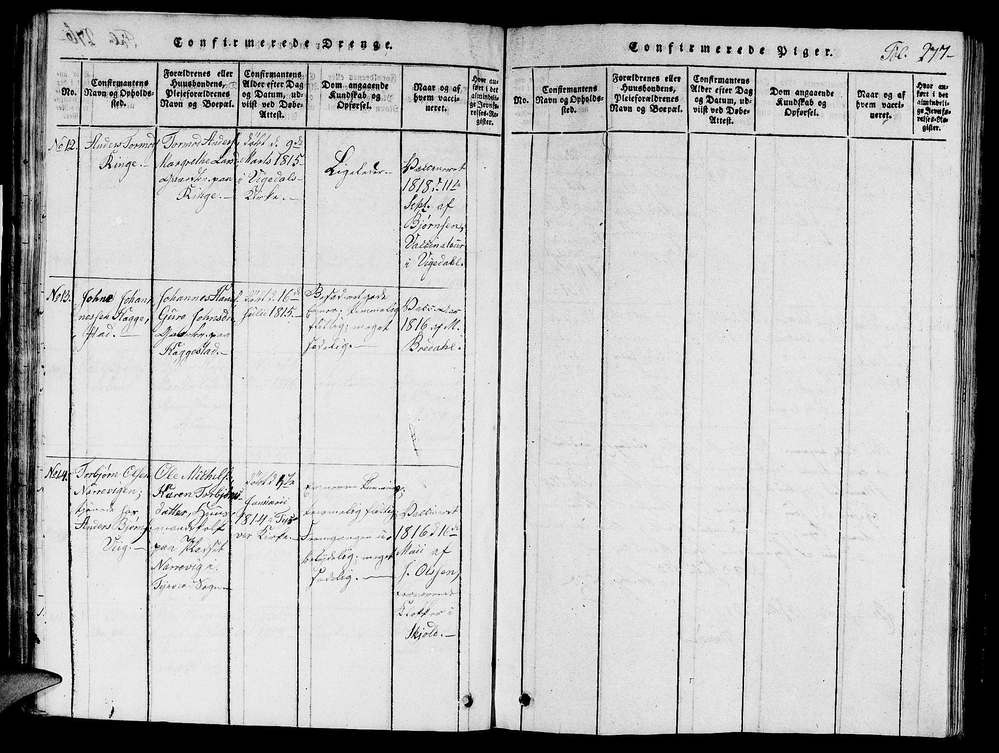 Nedstrand sokneprestkontor, AV/SAST-A-101841/01/V: Klokkerbok nr. B 1 /2, 1816-1847, s. 277