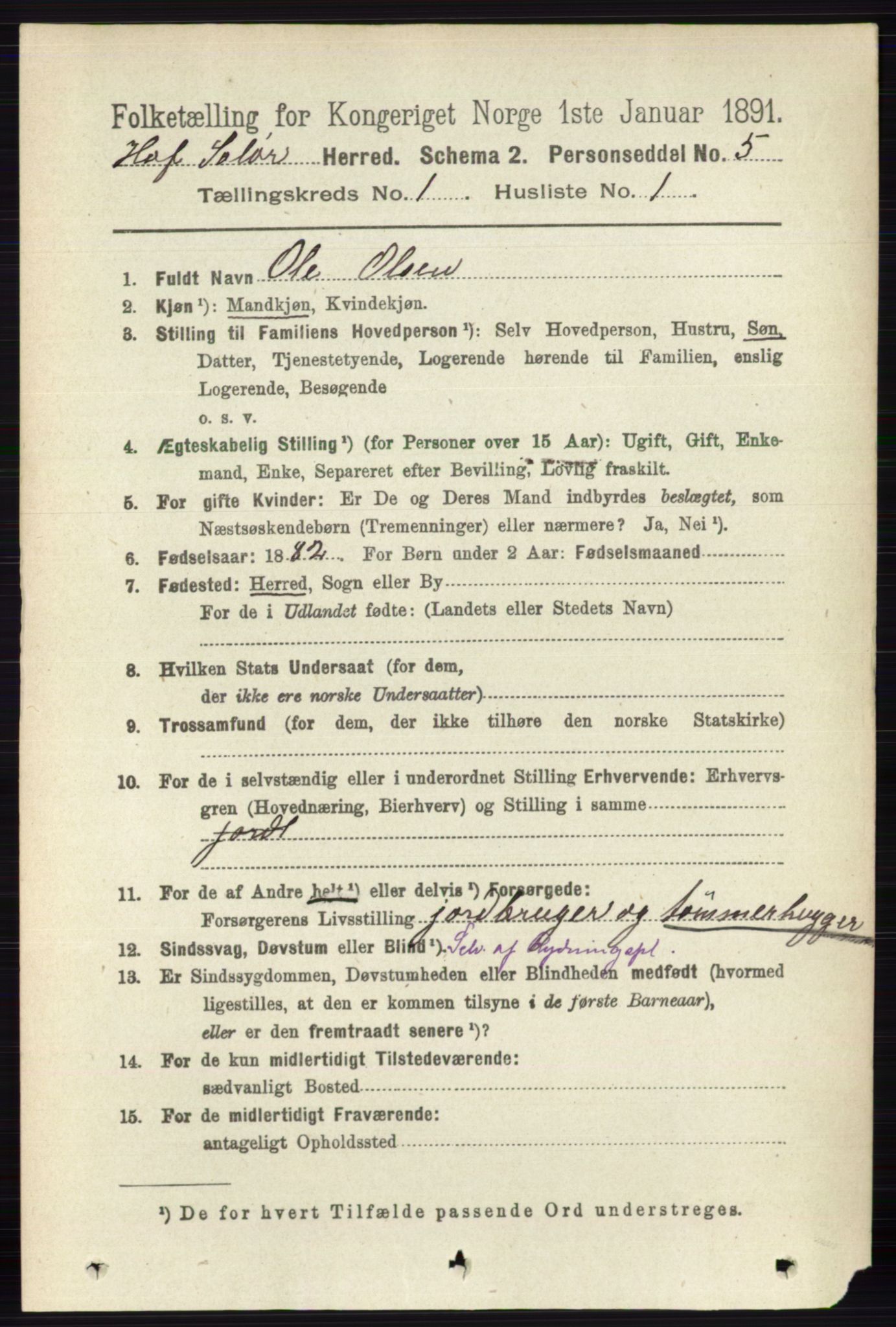 RA, Folketelling 1891 for 0424 Hof herred, 1891, s. 90