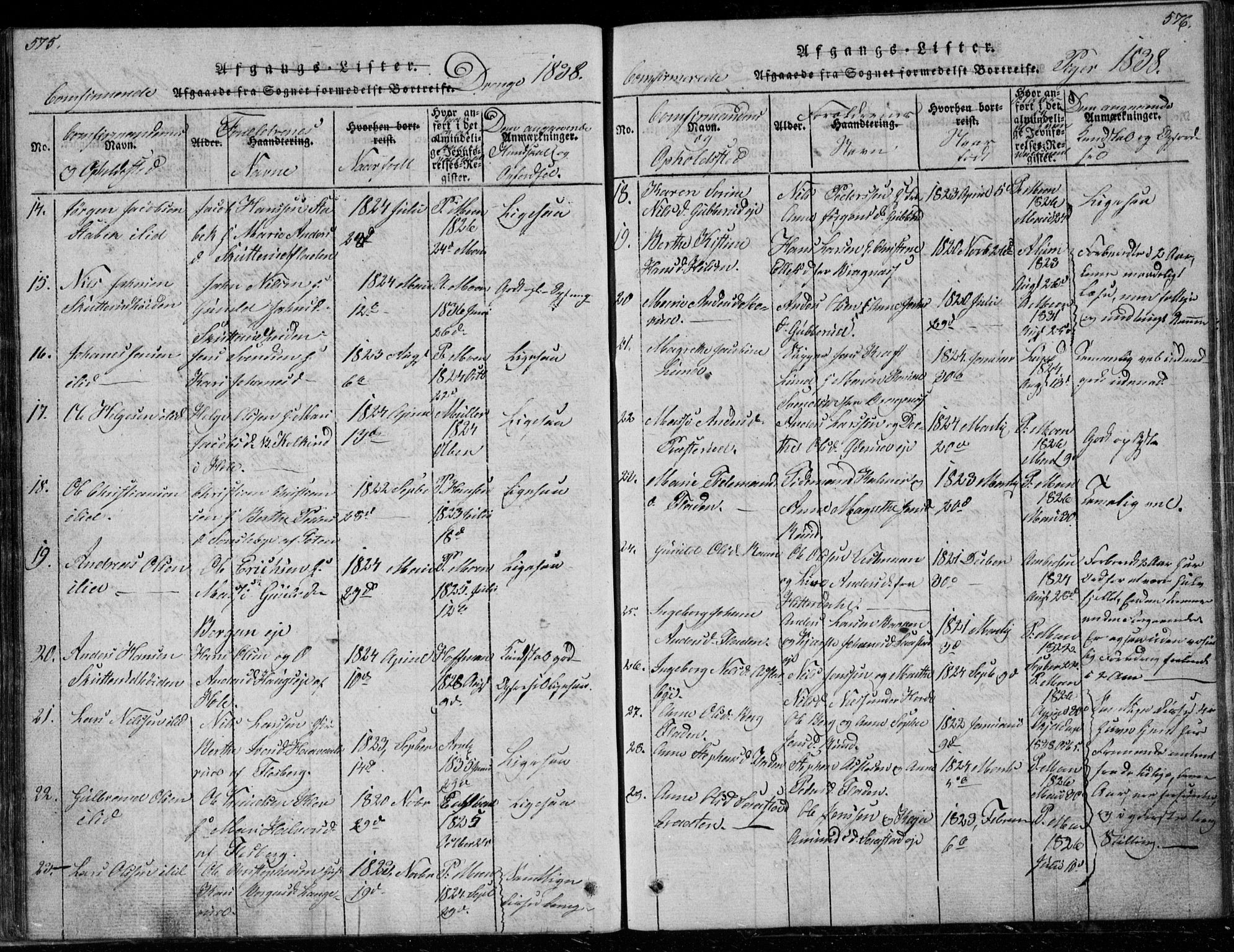 Modum kirkebøker, AV/SAKO-A-234/G/Ga/L0003: Klokkerbok nr. I 3, 1832-1842, s. 575-576