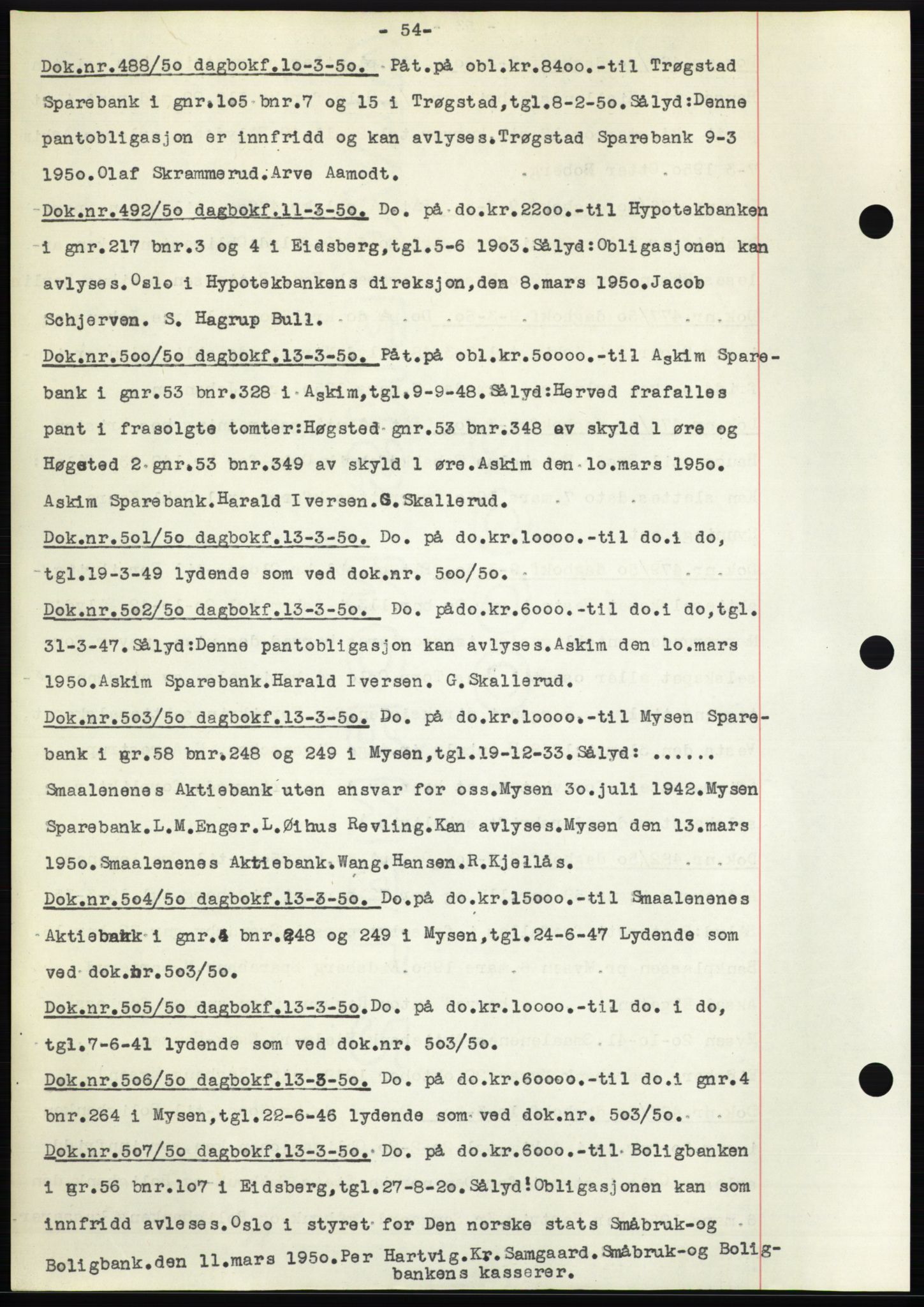 Rakkestad sorenskriveri, SAO/A-10686/G/Gb/Gba/Gbac/L0012: Pantebok nr. B1-4 og B16-20, 1949-1950, Dagboknr: 488/1950