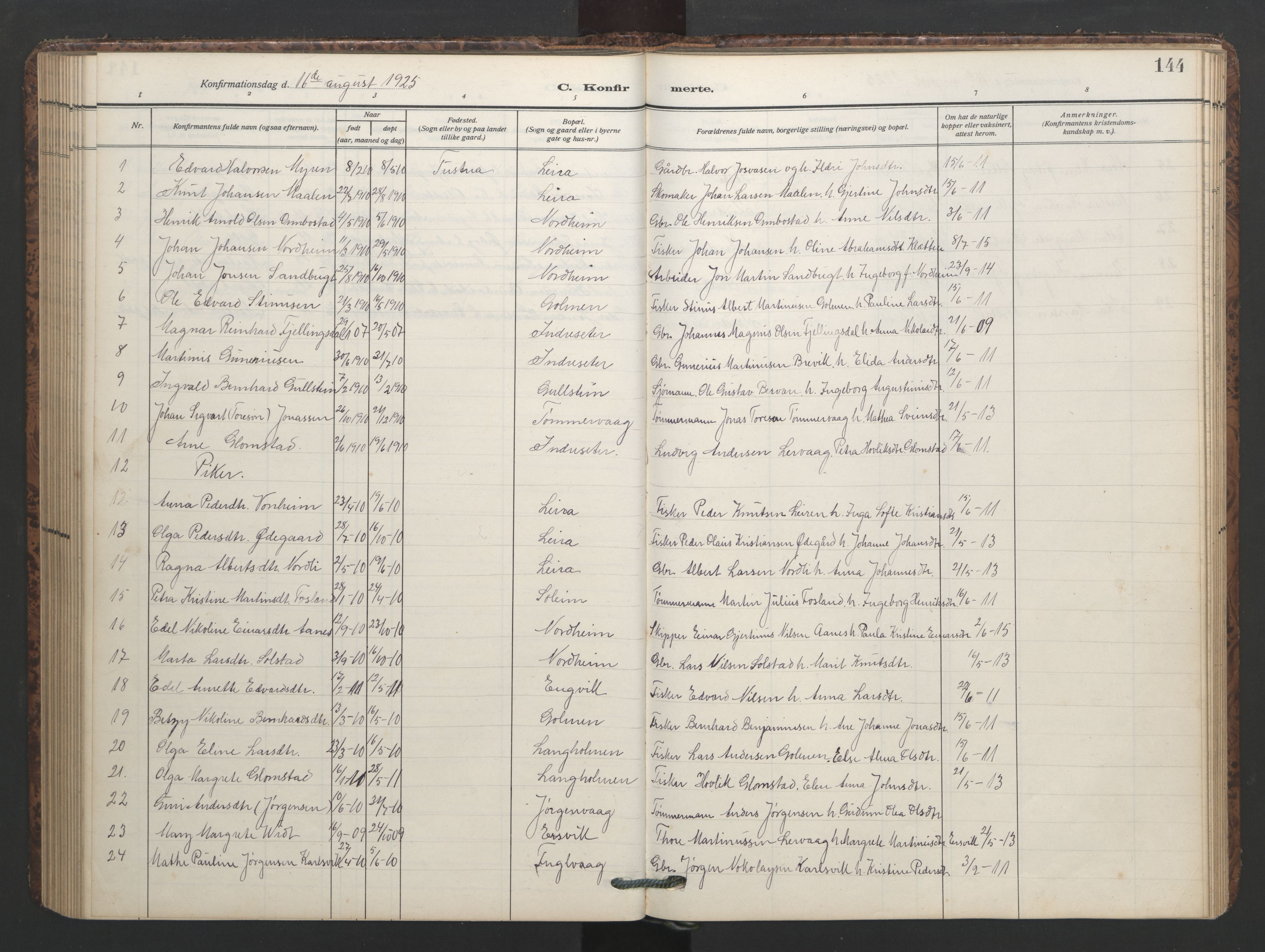 Ministerialprotokoller, klokkerbøker og fødselsregistre - Møre og Romsdal, SAT/A-1454/577/L0897: Klokkerbok nr. 577C01, 1909-1946, s. 144