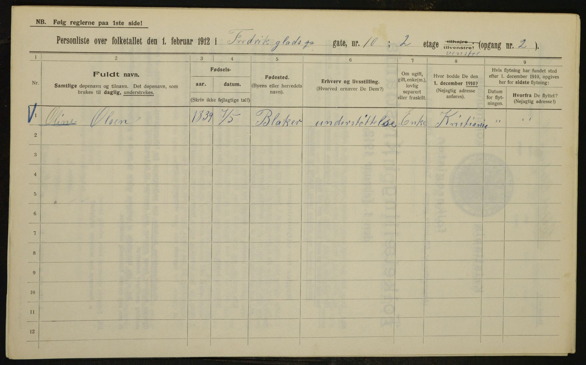 OBA, Kommunal folketelling 1.2.1912 for Kristiania, 1912, s. 26565