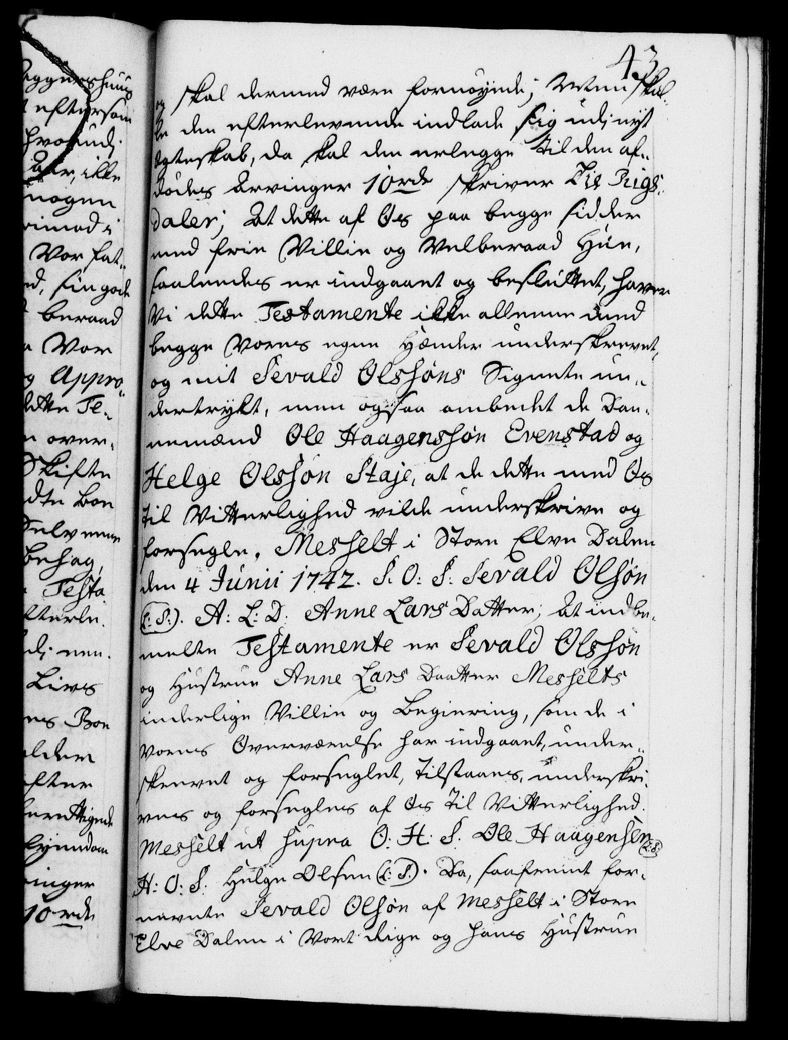 Danske Kanselli 1572-1799, AV/RA-EA-3023/F/Fc/Fca/Fcaa/L0033: Norske registre, 1743-1744, s. 43a
