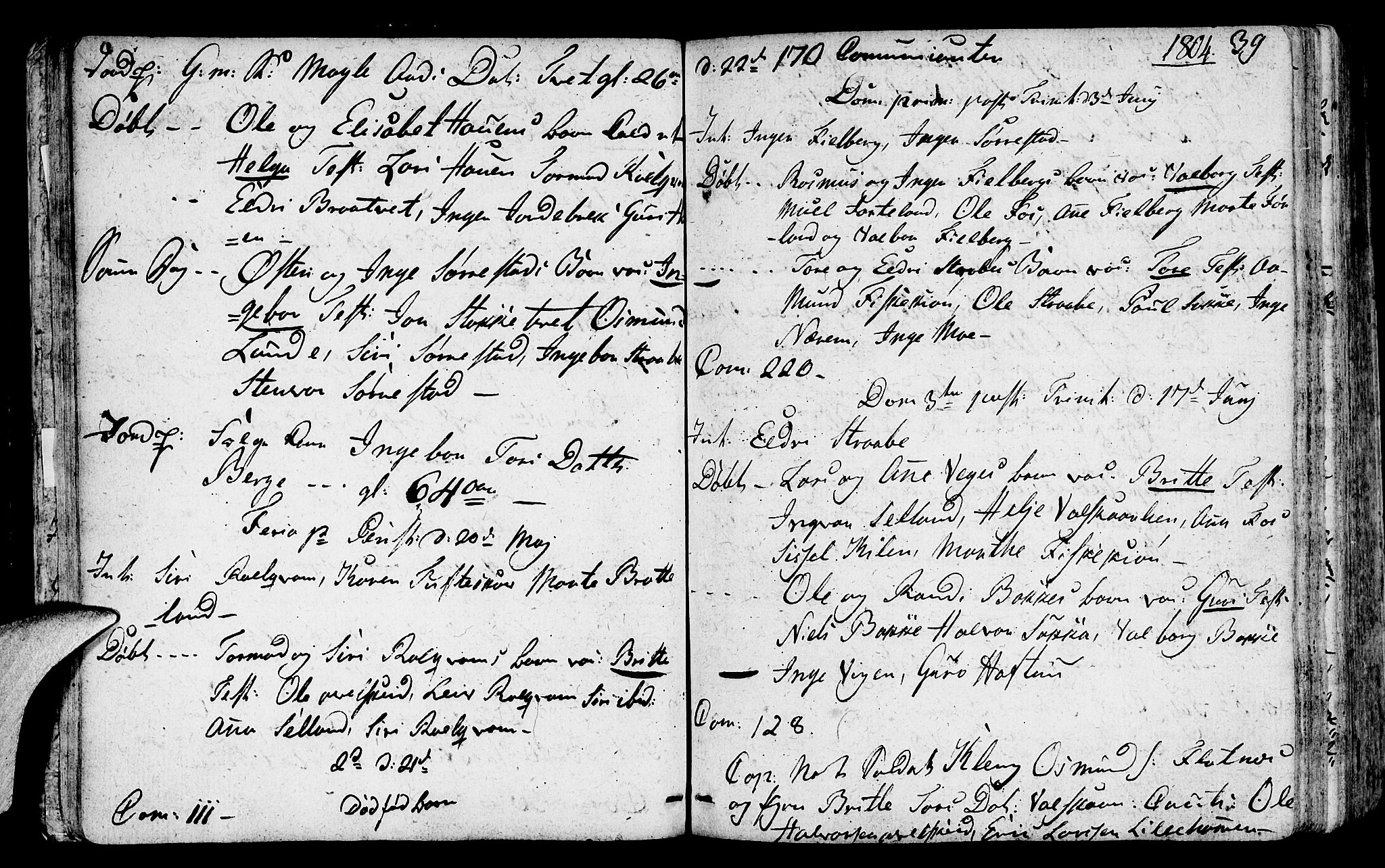 Suldal sokneprestkontor, AV/SAST-A-101845/01/IV/L0004: Ministerialbok nr. A 4, 1800-1816, s. 39