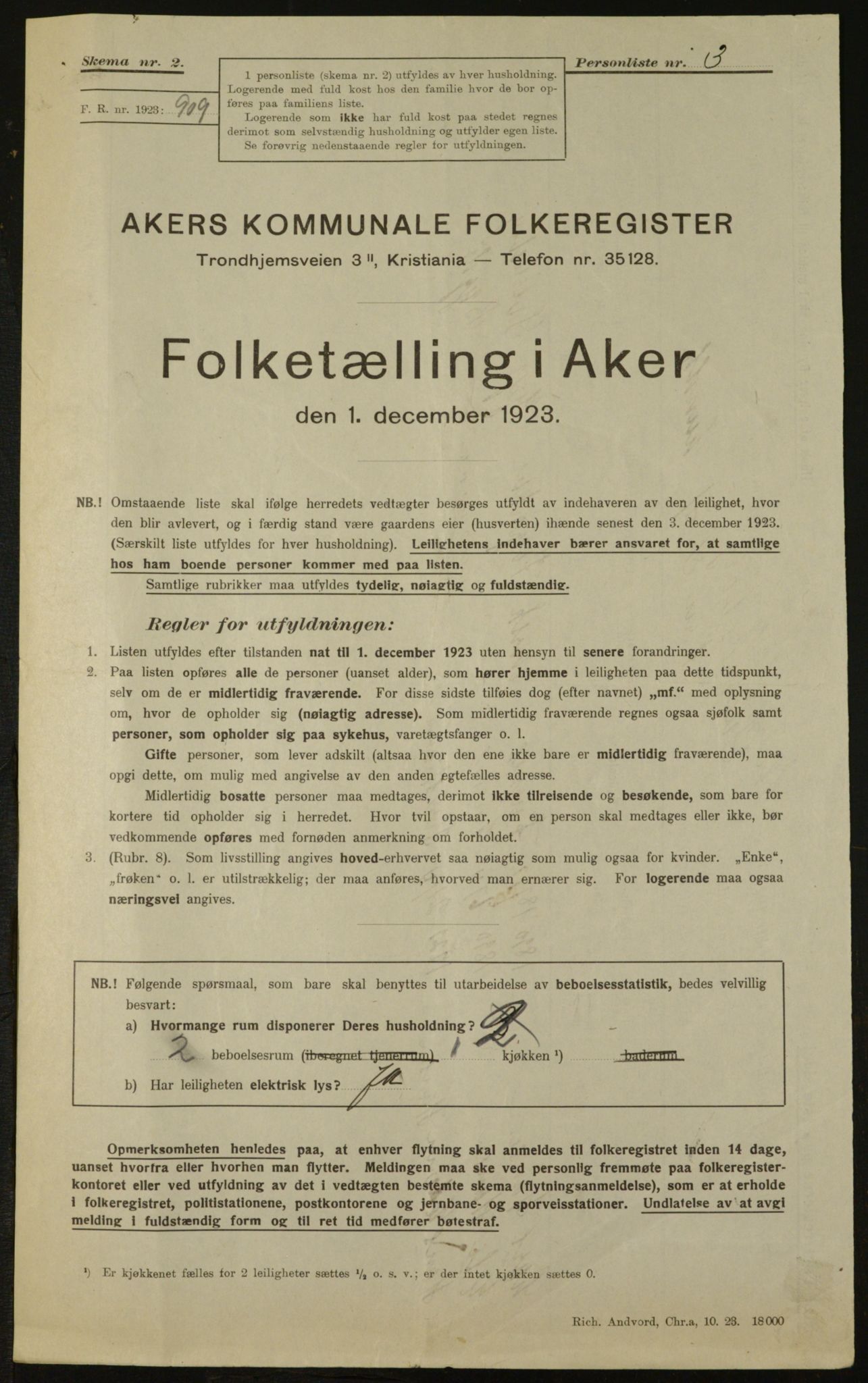 , Kommunal folketelling 1.12.1923 for Aker, 1923, s. 5656