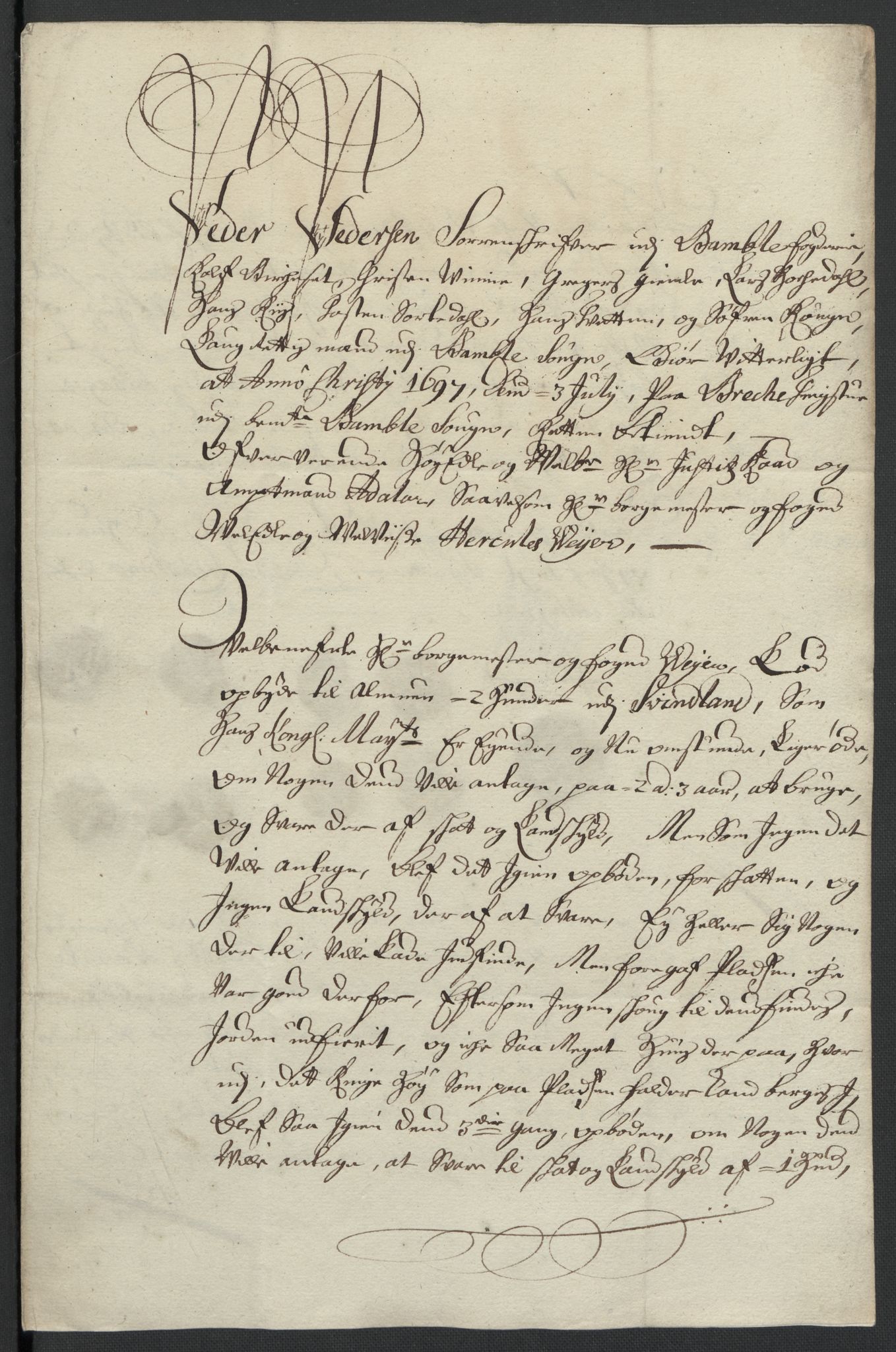 Rentekammeret inntil 1814, Reviderte regnskaper, Fogderegnskap, AV/RA-EA-4092/R36/L2097: Fogderegnskap Øvre og Nedre Telemark og Bamble, 1697, s. 236