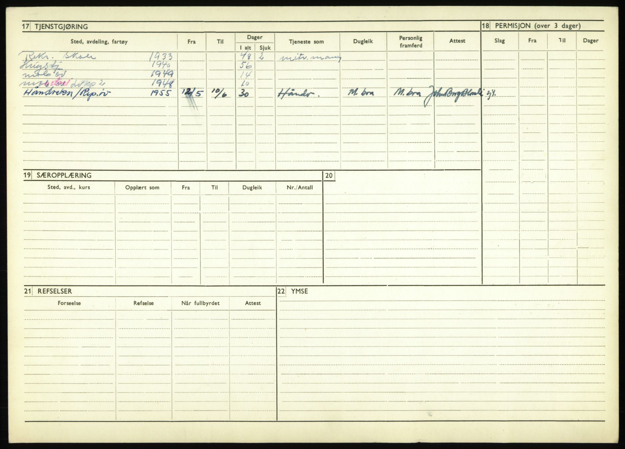 Forsvaret, Troms infanteriregiment nr. 16, AV/RA-RAFA-3146/P/Pa/L0017: Rulleblad for regimentets menige mannskaper, årsklasse 1933, 1933, s. 206