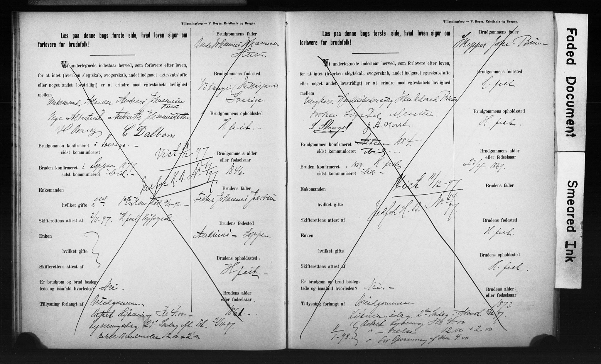 Hammerfest sokneprestkontor, AV/SATØ-S-1347/I/Ib/L0070/0004: Lysningsprotokoll nr. 70.4, 1896-1899