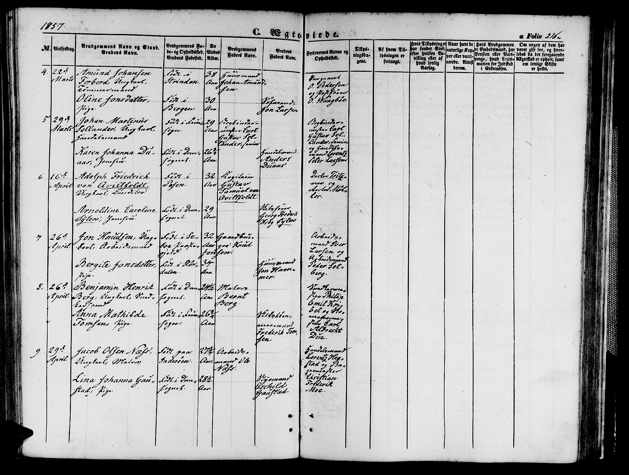 Ministerialprotokoller, klokkerbøker og fødselsregistre - Sør-Trøndelag, SAT/A-1456/602/L0138: Klokkerbok nr. 602C06, 1853-1858, s. 216