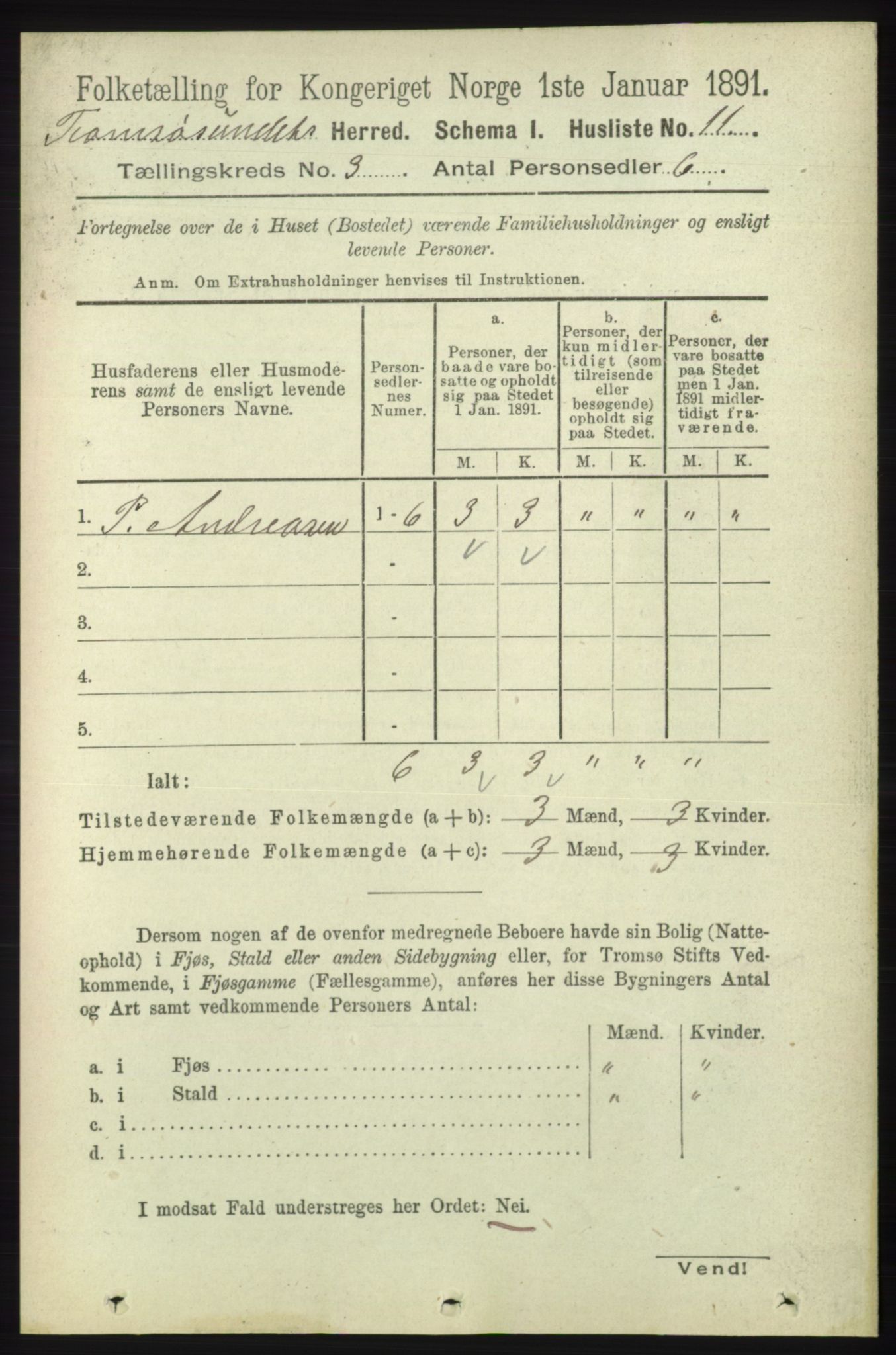 RA, Folketelling 1891 for 1934 Tromsøysund herred, 1891, s. 947