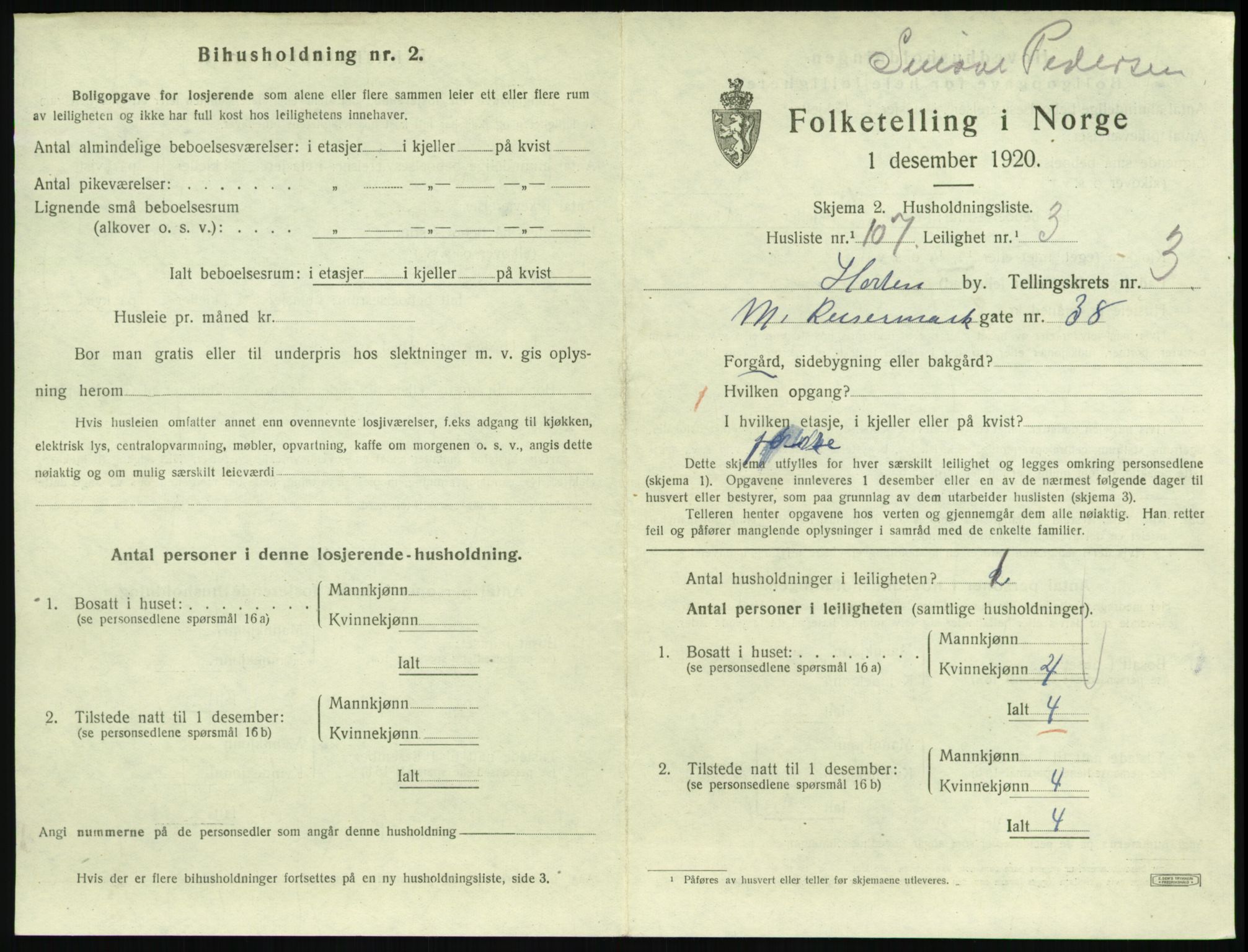 SAKO, Folketelling 1920 for 0703 Horten kjøpstad, 1920, s. 4495