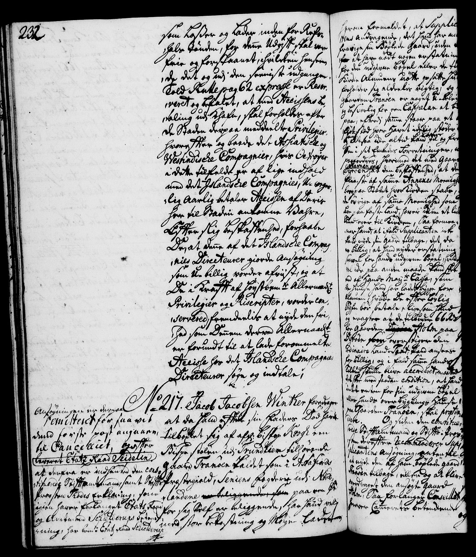 Rentekammeret, Kammerkanselliet, RA/EA-3111/G/Gh/Gha/L0025: Norsk ekstraktmemorialprotokoll (merket RK 53.70), 1743-1744, s. 232