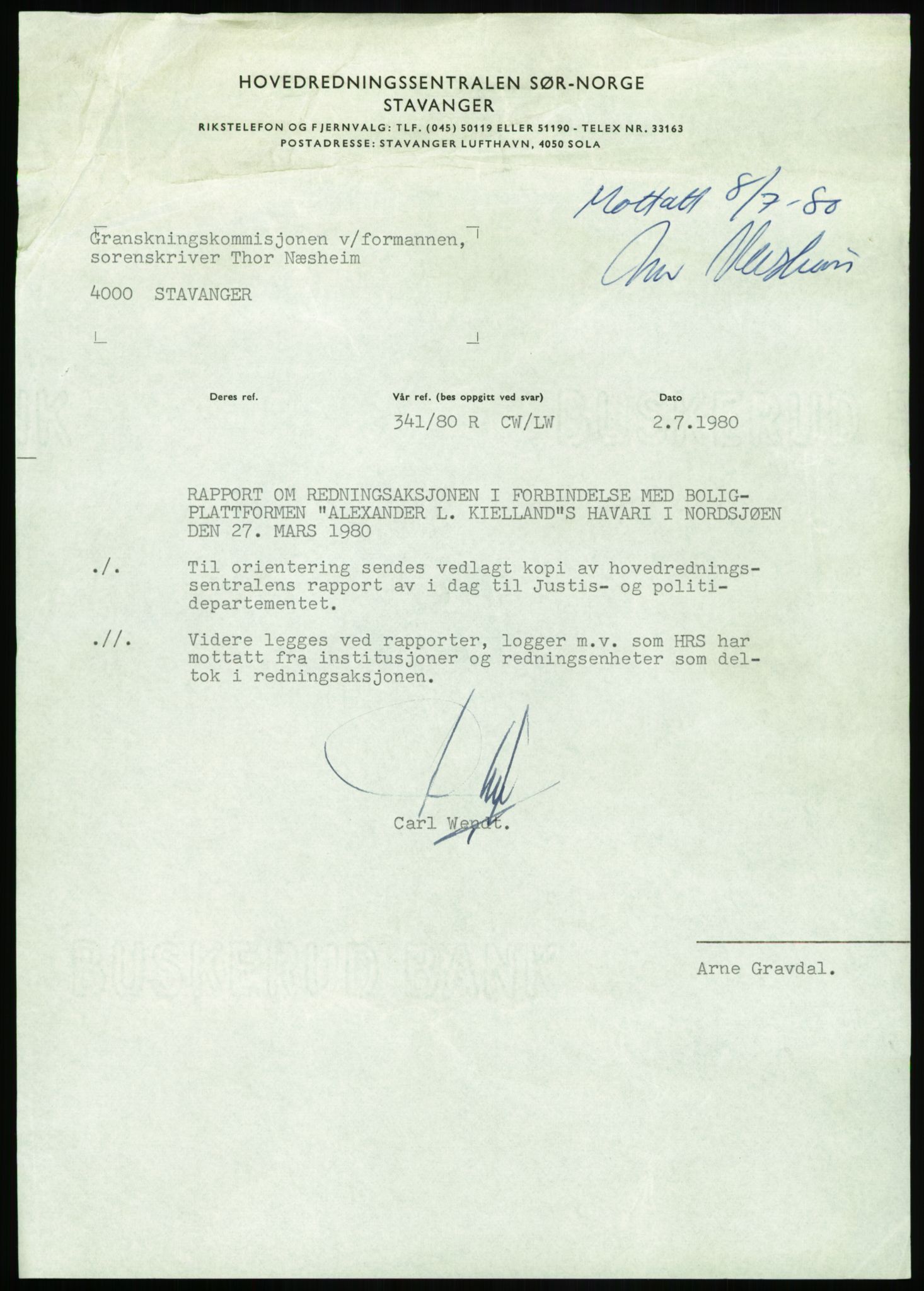 Justisdepartementet, Granskningskommisjonen ved Alexander Kielland-ulykken 27.3.1980, RA/S-1165/D/L0017: P Hjelpefartøy (Doku.liste + P1-P6 av 6)/Q Hovedredningssentralen (Q0-Q27 av 27), 1980-1981, s. 40