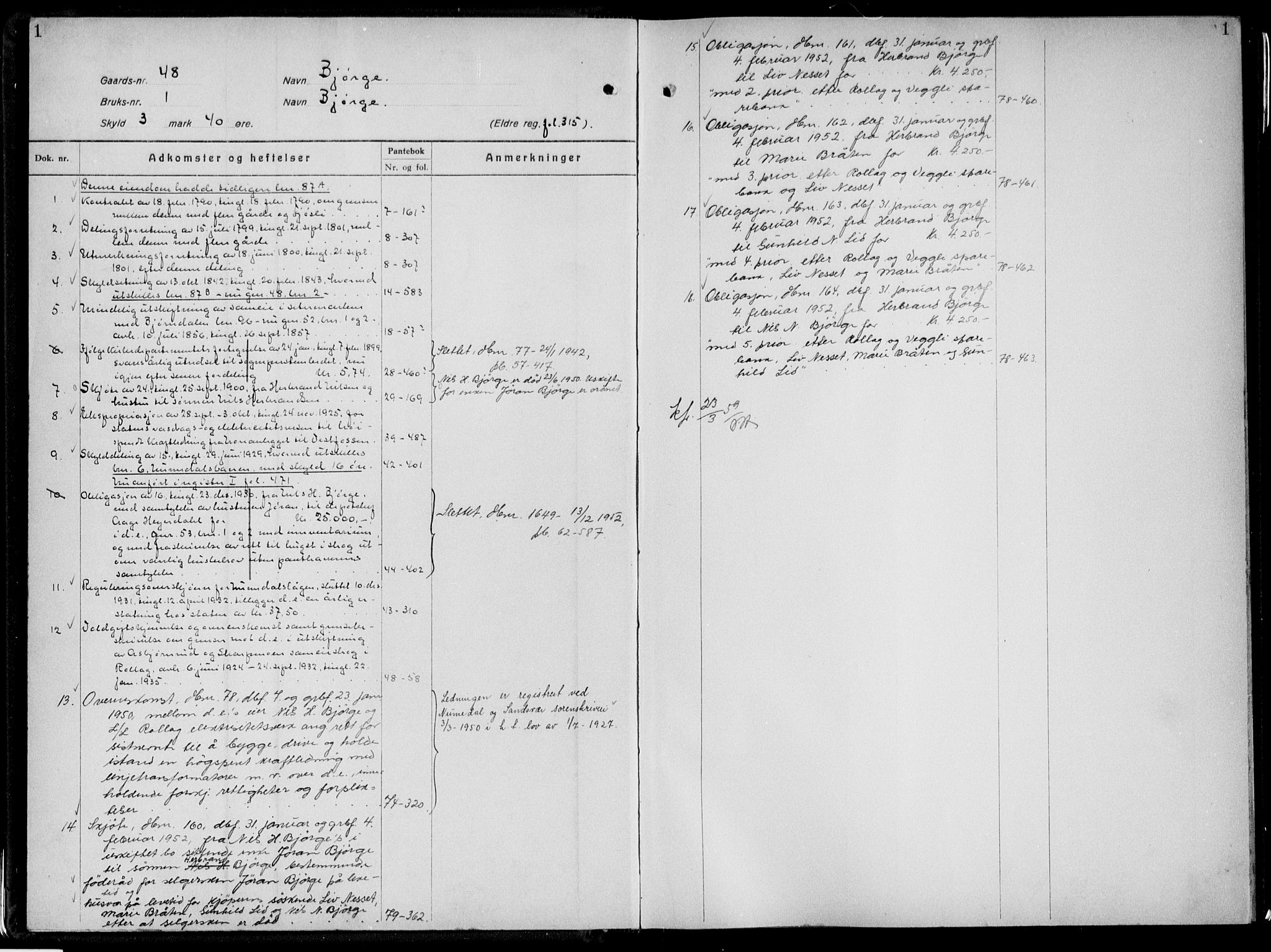 Numedal og Sandsvær sorenskriveri, AV/SAKO-A-128/G/Gb/Gbf/L0003: Panteregister nr. VI 3, s. 1