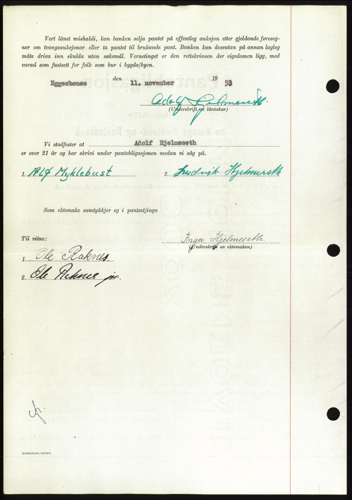 Søre Sunnmøre sorenskriveri, AV/SAT-A-4122/1/2/2C/L0124: Pantebok nr. 12B, 1953-1954, Dagboknr: 3060/1953