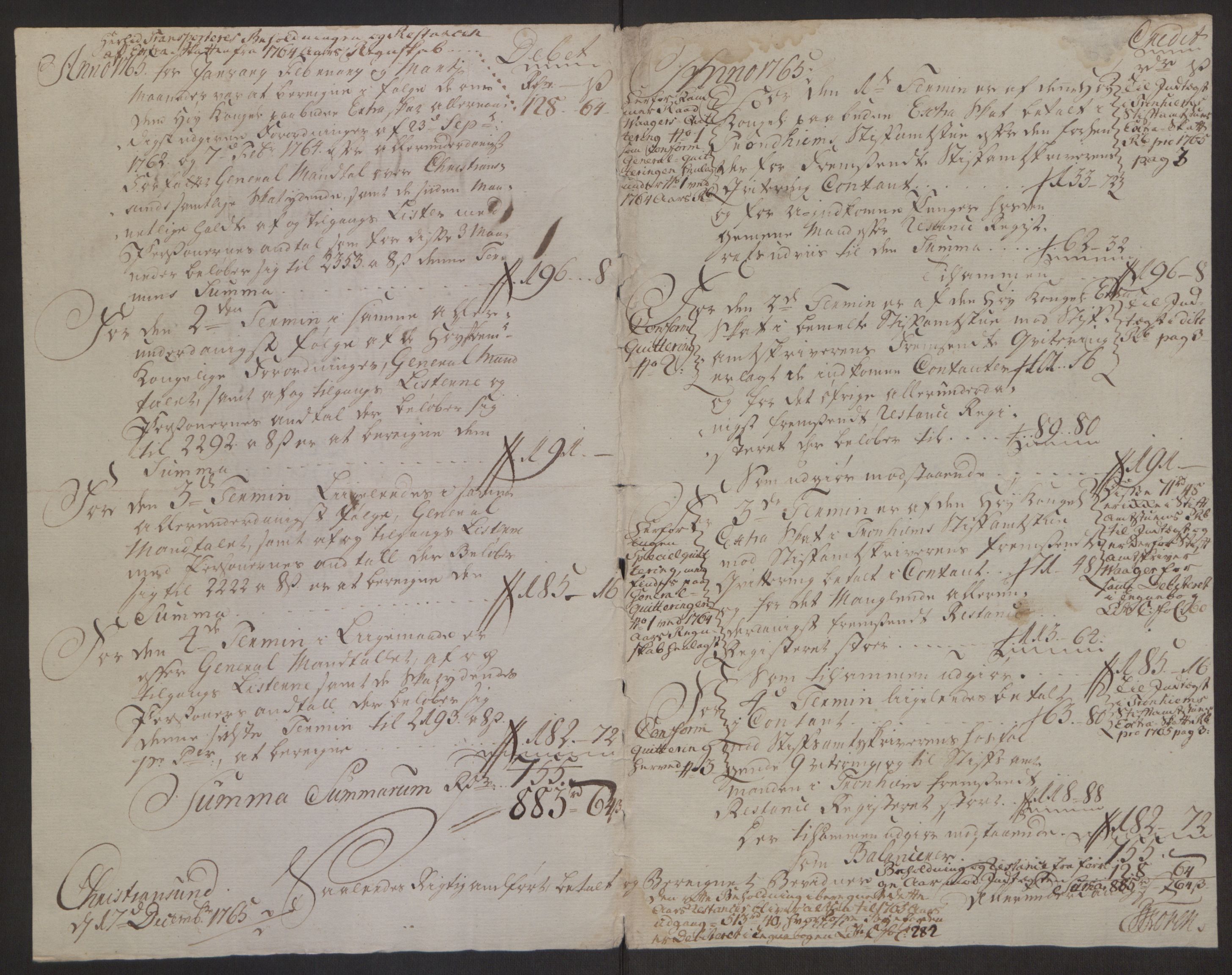 Rentekammeret inntil 1814, Reviderte regnskaper, Byregnskaper, AV/RA-EA-4066/R/Rr/L0495/0004: [R1] Kontribusjonsregnskap / Ekstraskatt, 1762-1772, s. 56