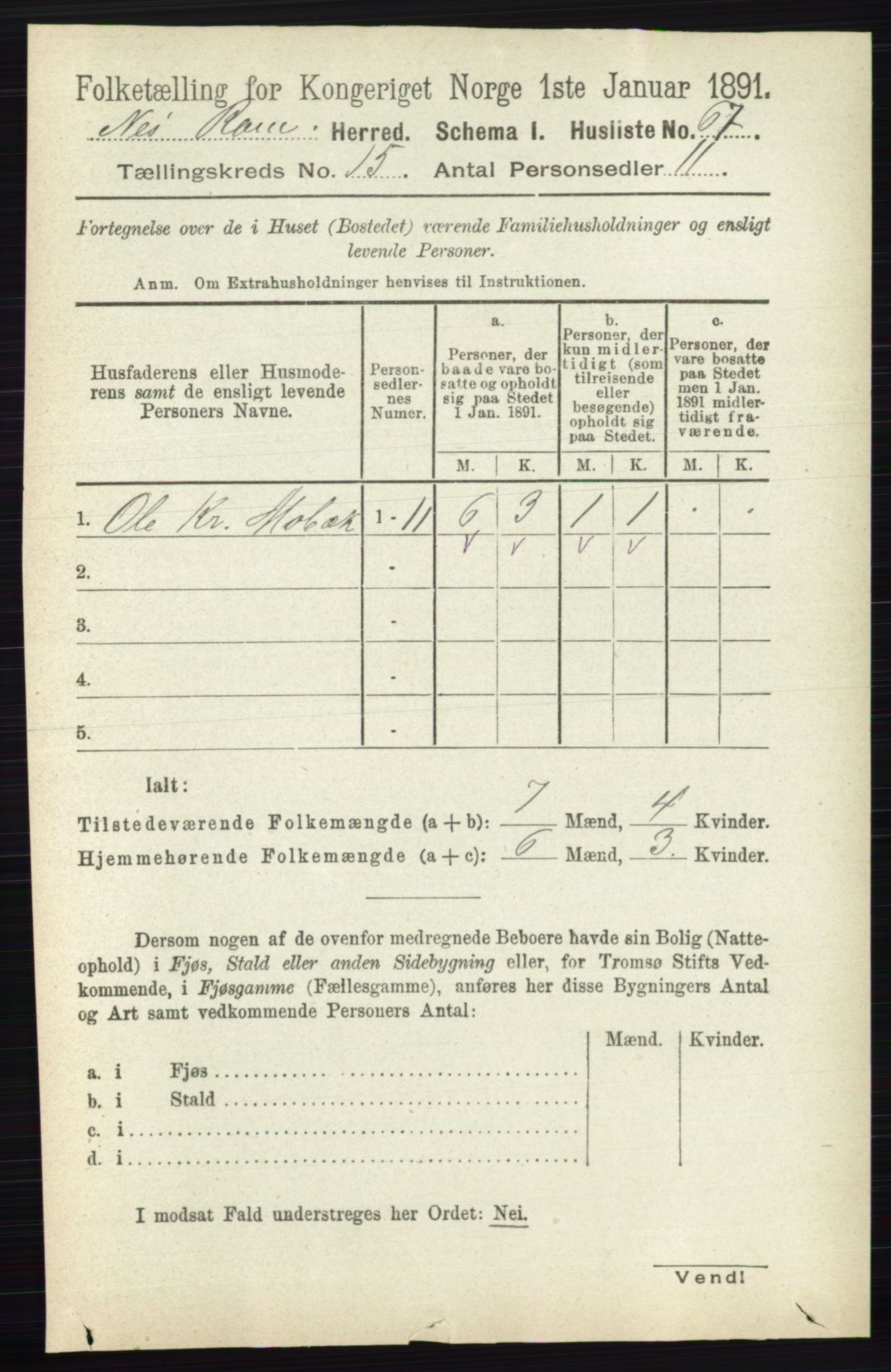 RA, Folketelling 1891 for 0236 Nes herred, 1891, s. 8988