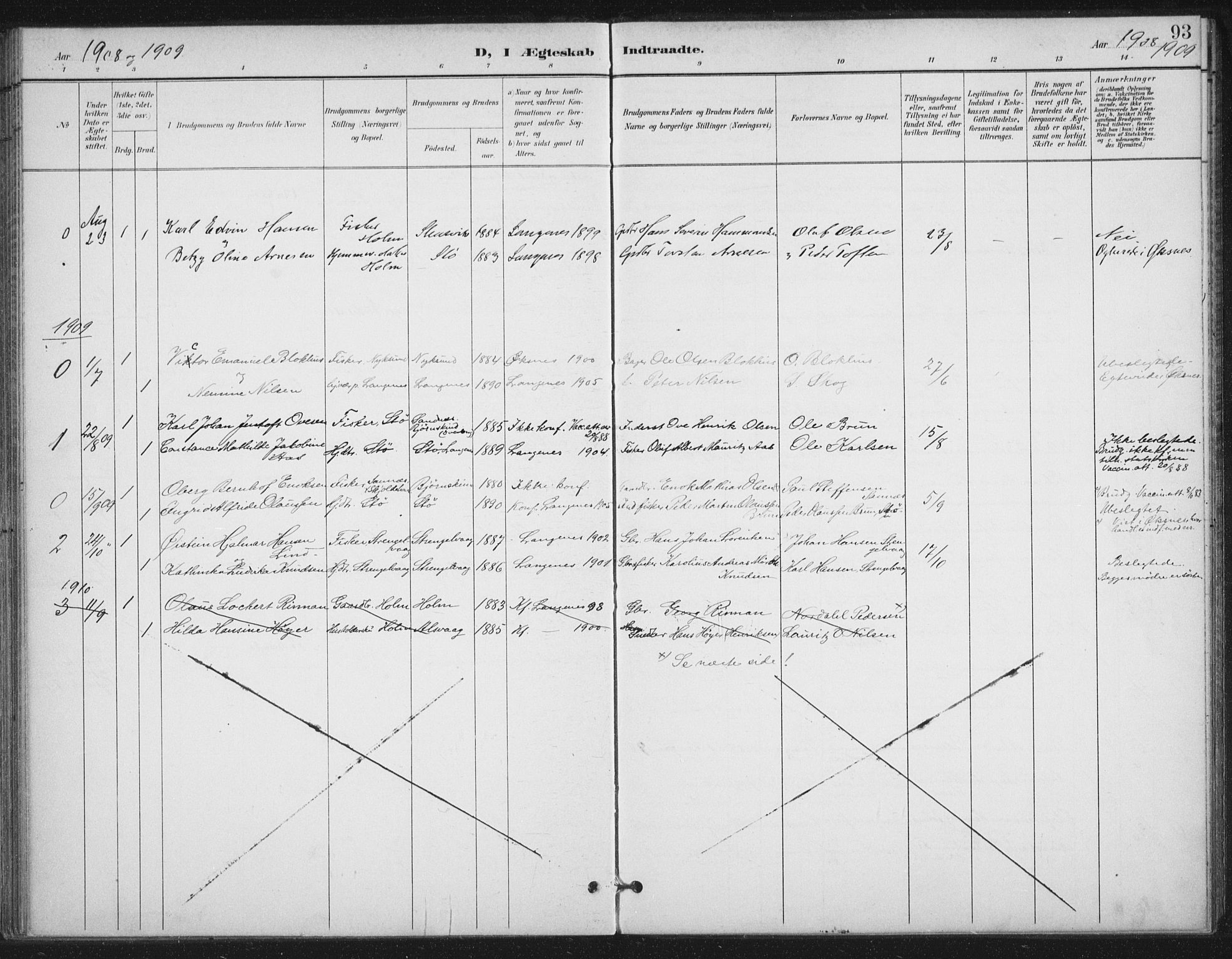 Ministerialprotokoller, klokkerbøker og fødselsregistre - Nordland, SAT/A-1459/894/L1356: Ministerialbok nr. 894A02, 1897-1914, s. 93
