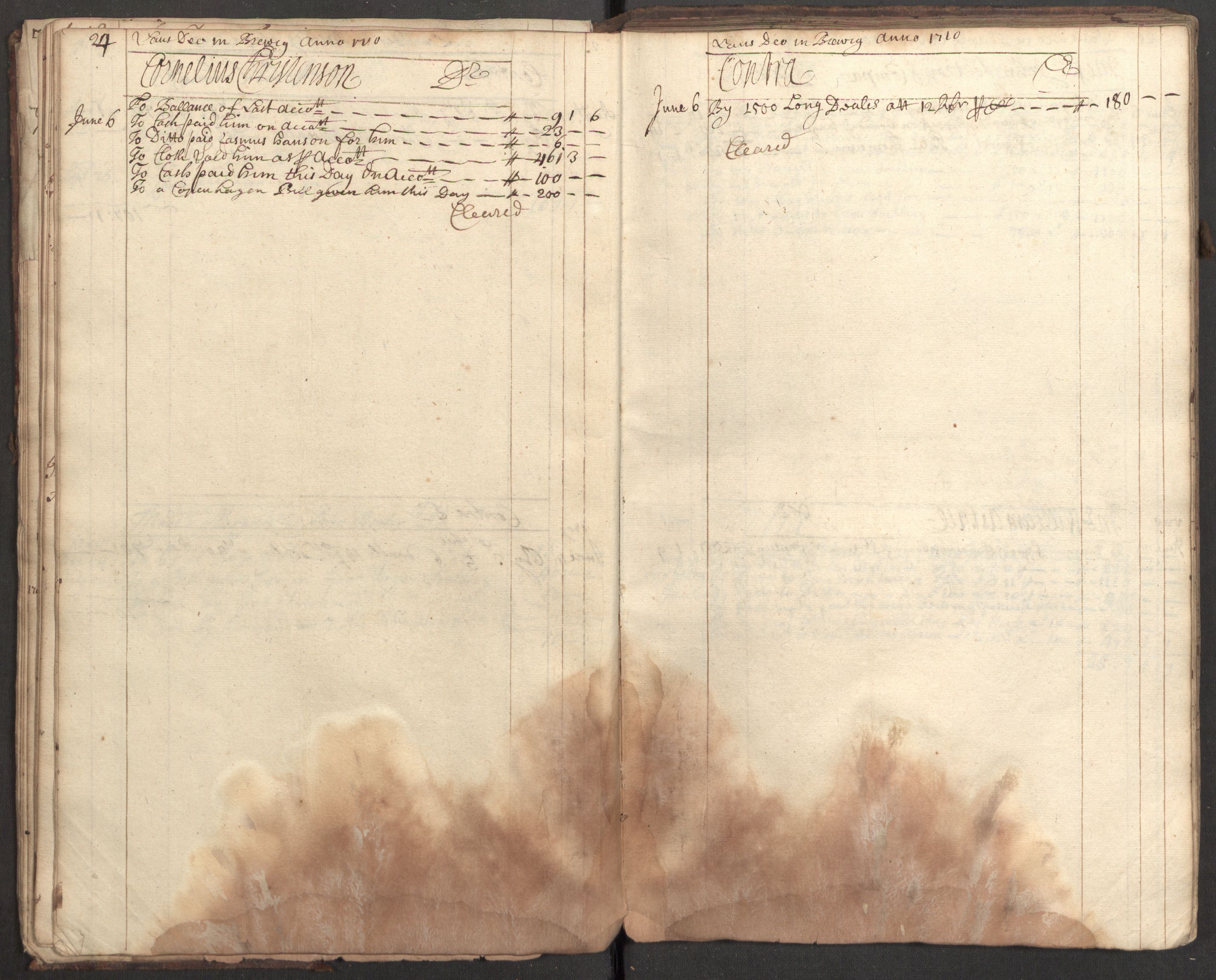 Bowman, James, RA/PA-0067/F/L0002/0001: Kontobok og skiftepapirer / James Bowmans kontobok, 1708-1728, s. 26