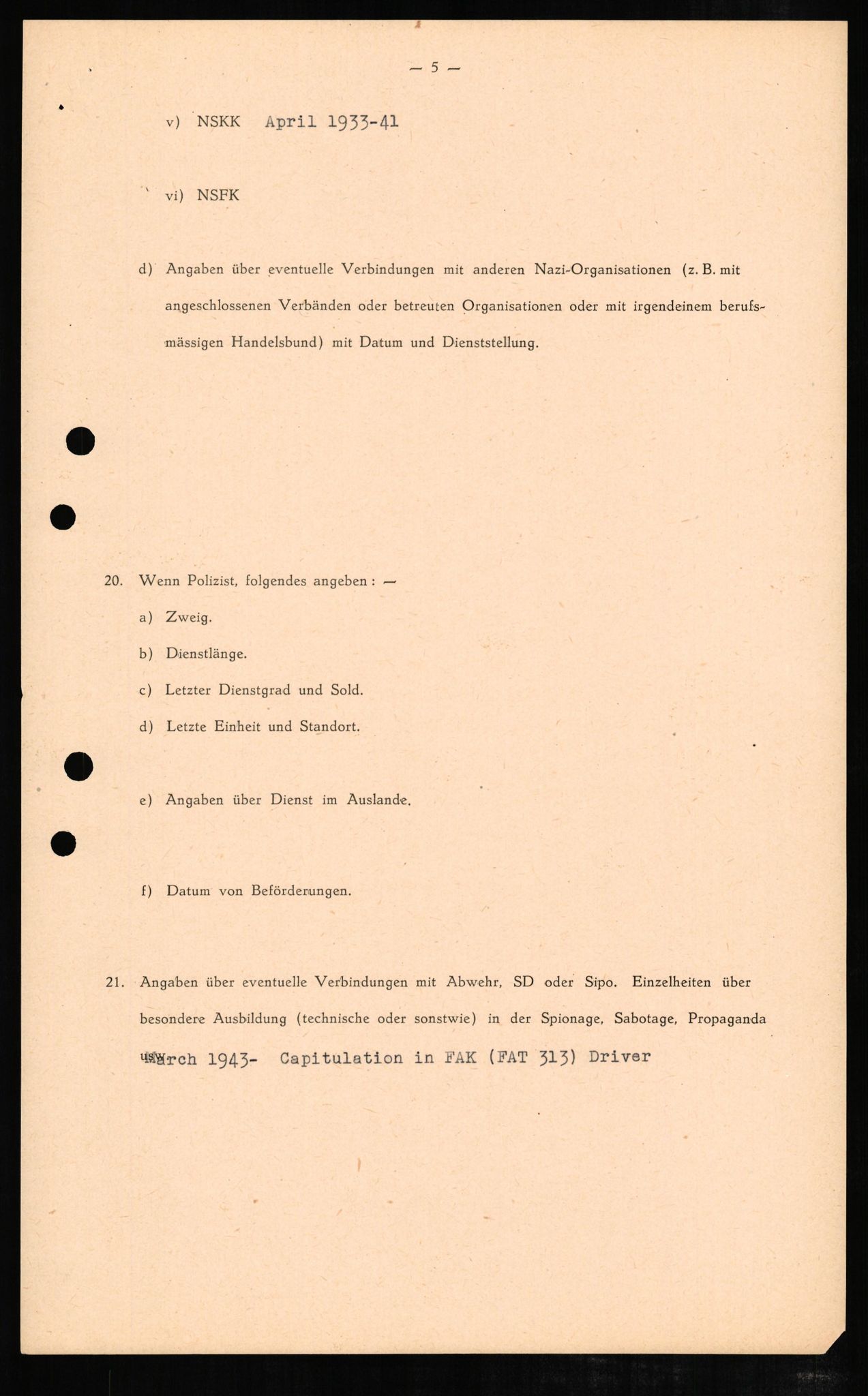 Forsvaret, Forsvarets overkommando II, AV/RA-RAFA-3915/D/Db/L0006: CI Questionaires. Tyske okkupasjonsstyrker i Norge. Tyskere., 1945-1946, s. 78