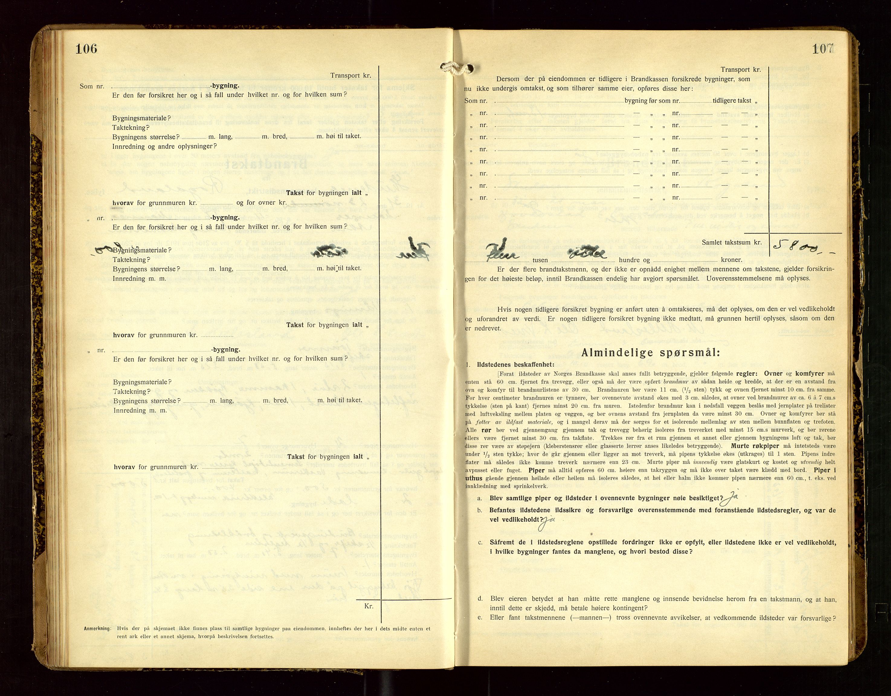 Skudenes lensmannskontor, SAST/A-100444/Gob/L0002: "Brandtakstprotokoll", 1925-1952, s. 106-107