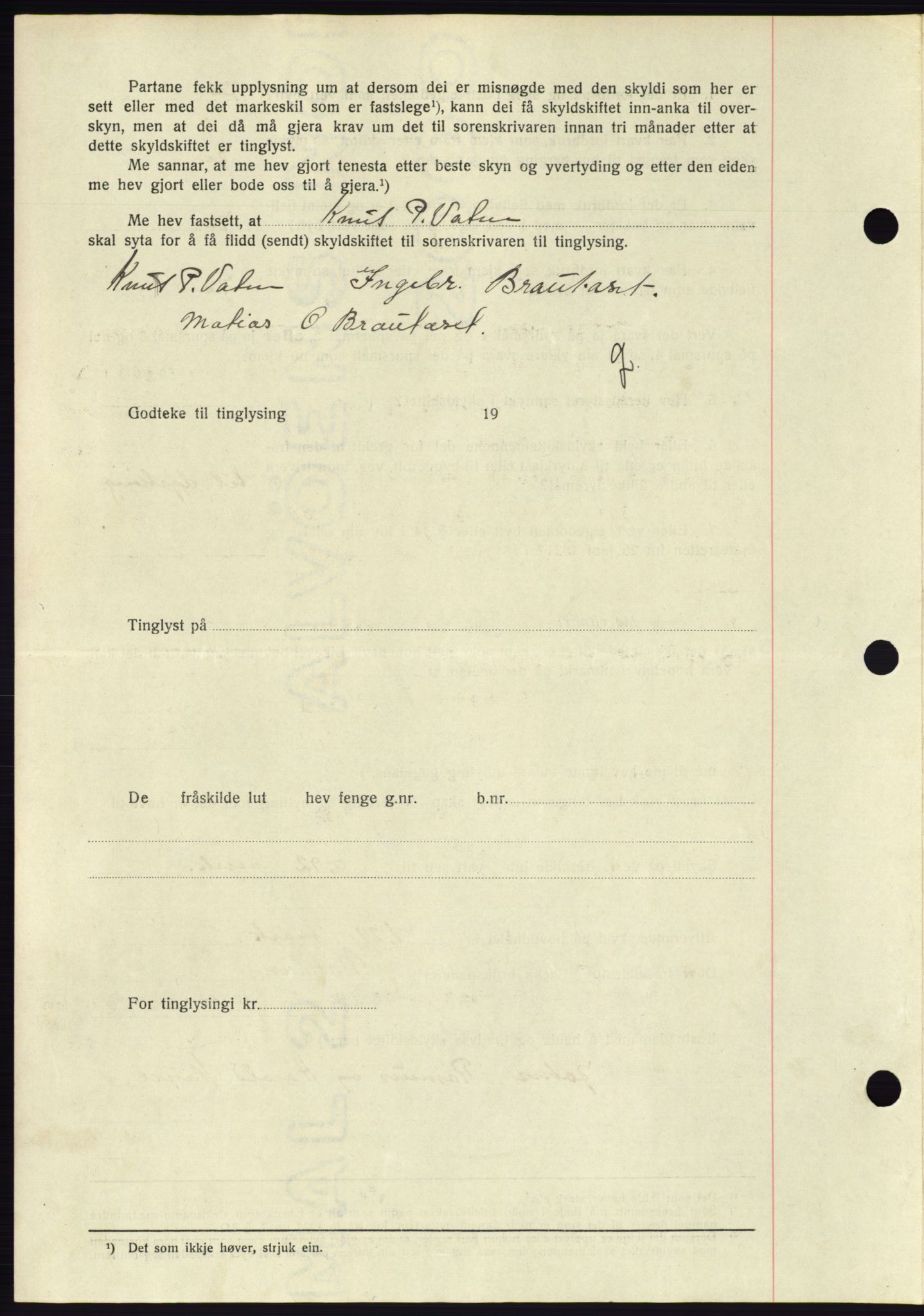 Søre Sunnmøre sorenskriveri, AV/SAT-A-4122/1/2/2C/L0077: Pantebok nr. 3A, 1945-1946, Dagboknr: 454/1945