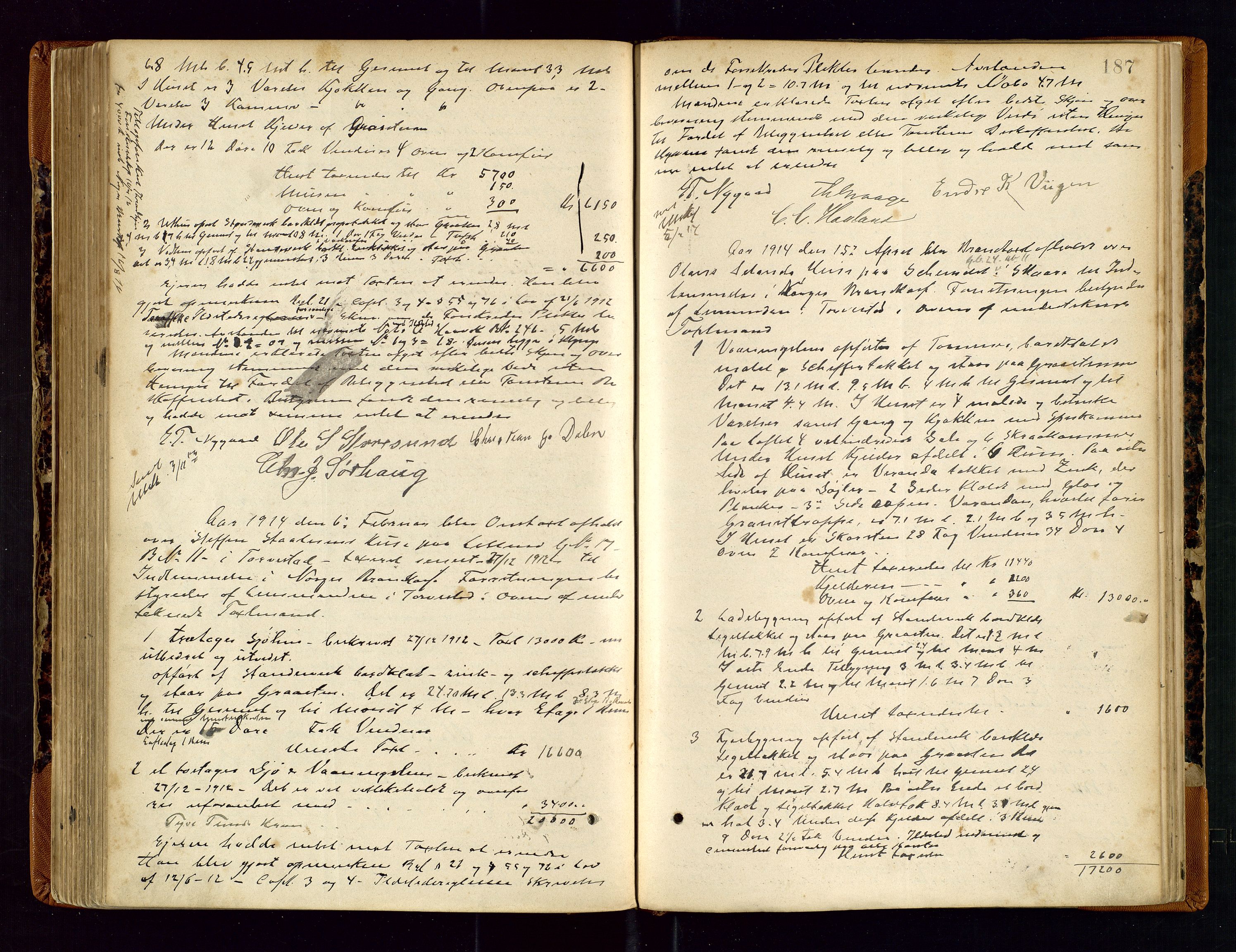 Torvestad lensmannskontor, AV/SAST-A-100307/1/Goa/L0002: "Brandtaxationsprotokol for Torvestad Thinglag", 1883-1917, s. 186b-187a