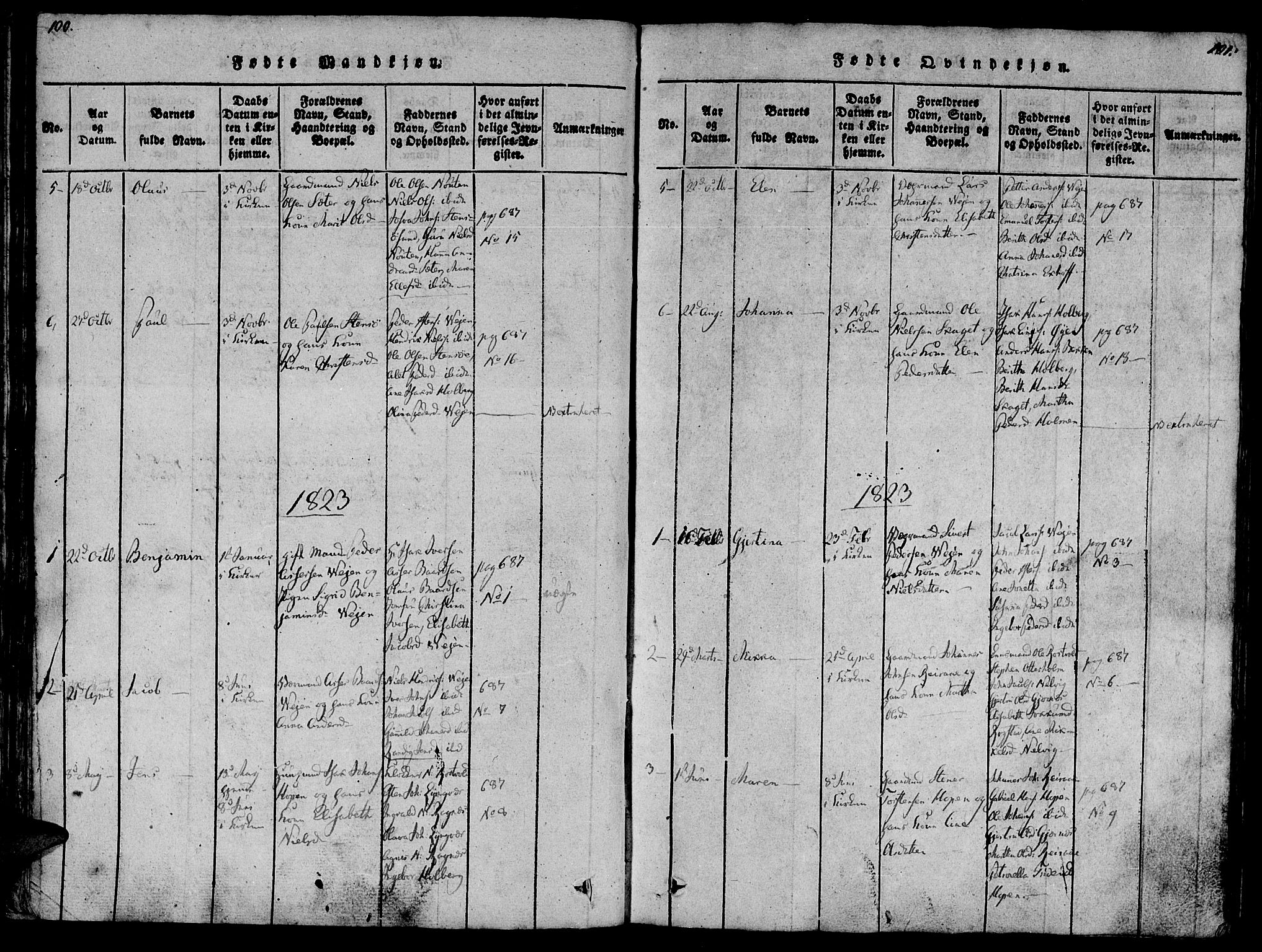 Ministerialprotokoller, klokkerbøker og fødselsregistre - Møre og Romsdal, AV/SAT-A-1454/581/L0935: Ministerialbok nr. 581A03 /3, 1819-1827, s. 100-101