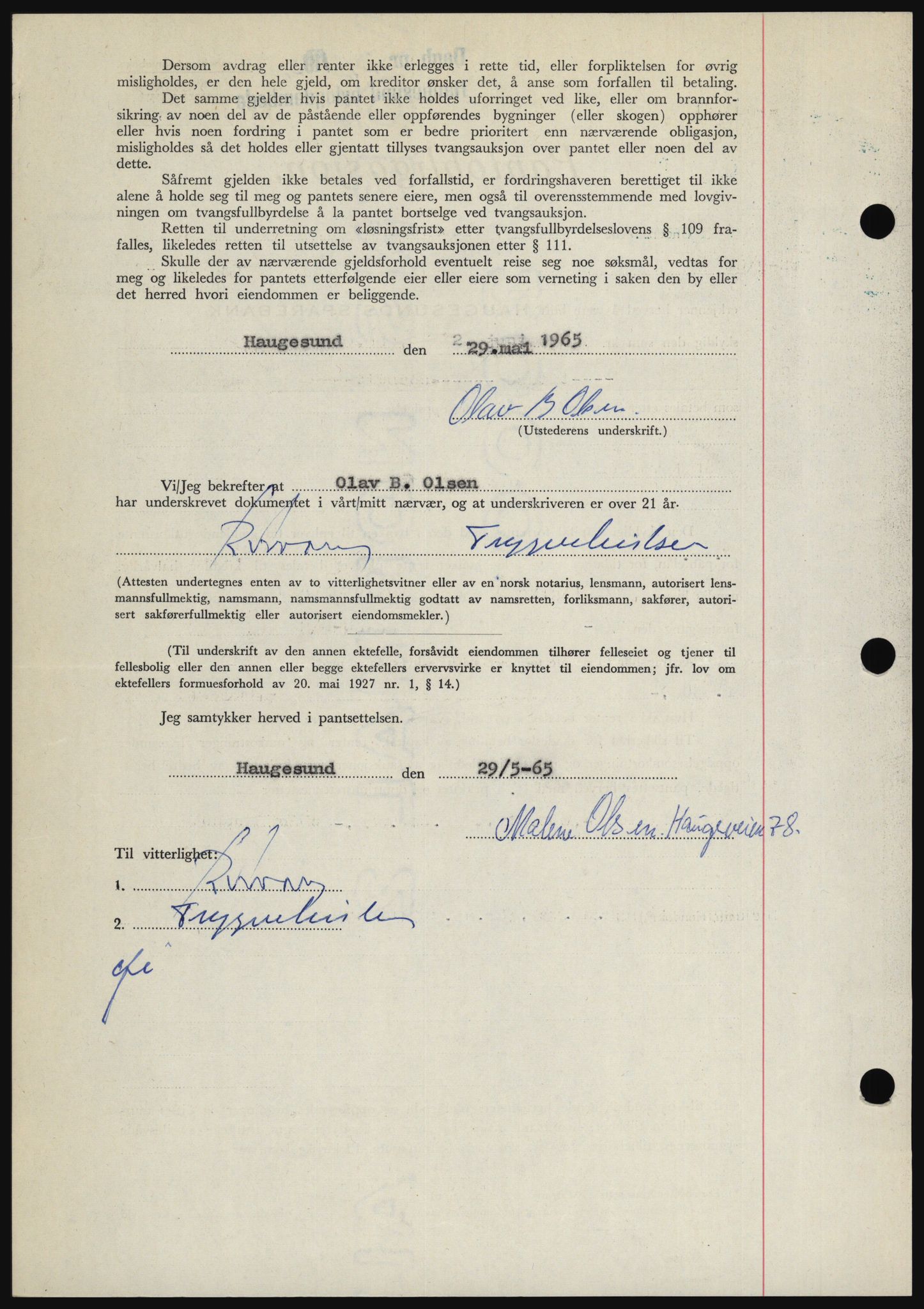 Haugesund tingrett, SAST/A-101415/01/II/IIC/L0053: Pantebok nr. B 53, 1965-1965, Dagboknr: 1343/1965