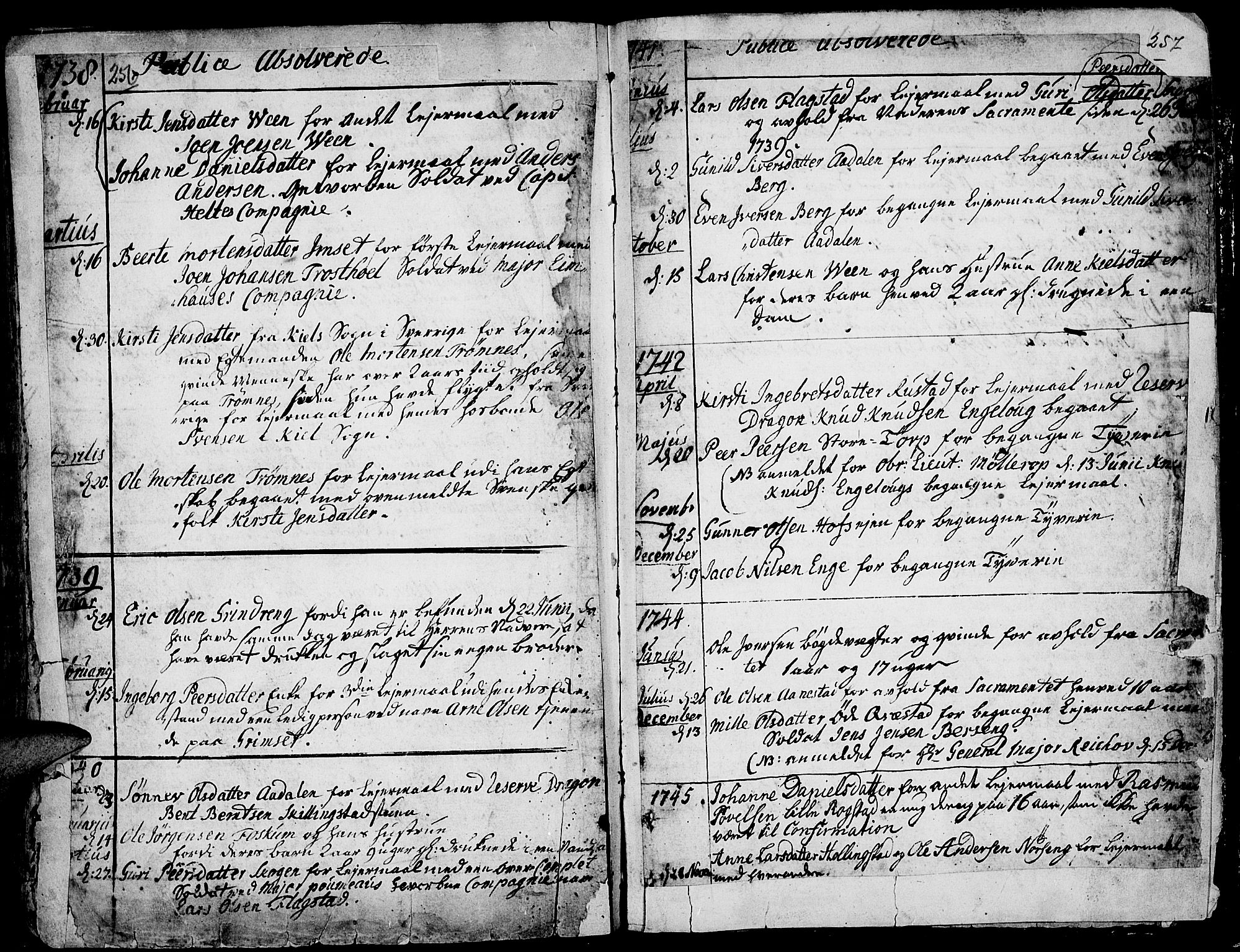 Løten prestekontor, AV/SAH-PREST-022/K/Ka/L0002: Ministerialbok nr. 2, 1731-1772, s. 256-257