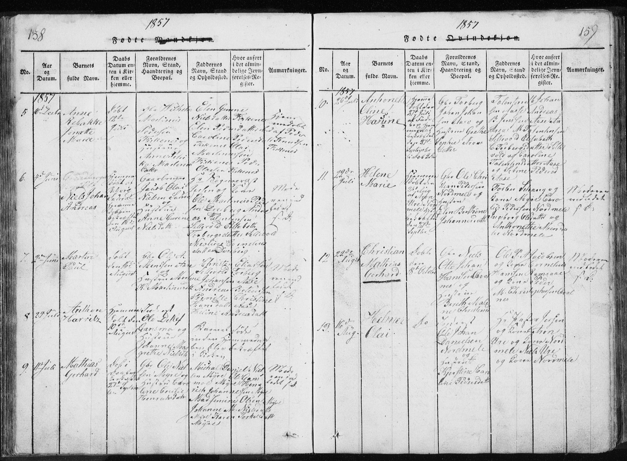 Ministerialprotokoller, klokkerbøker og fødselsregistre - Nordland, AV/SAT-A-1459/897/L1411: Klokkerbok nr. 897C01, 1820-1866, s. 158-159