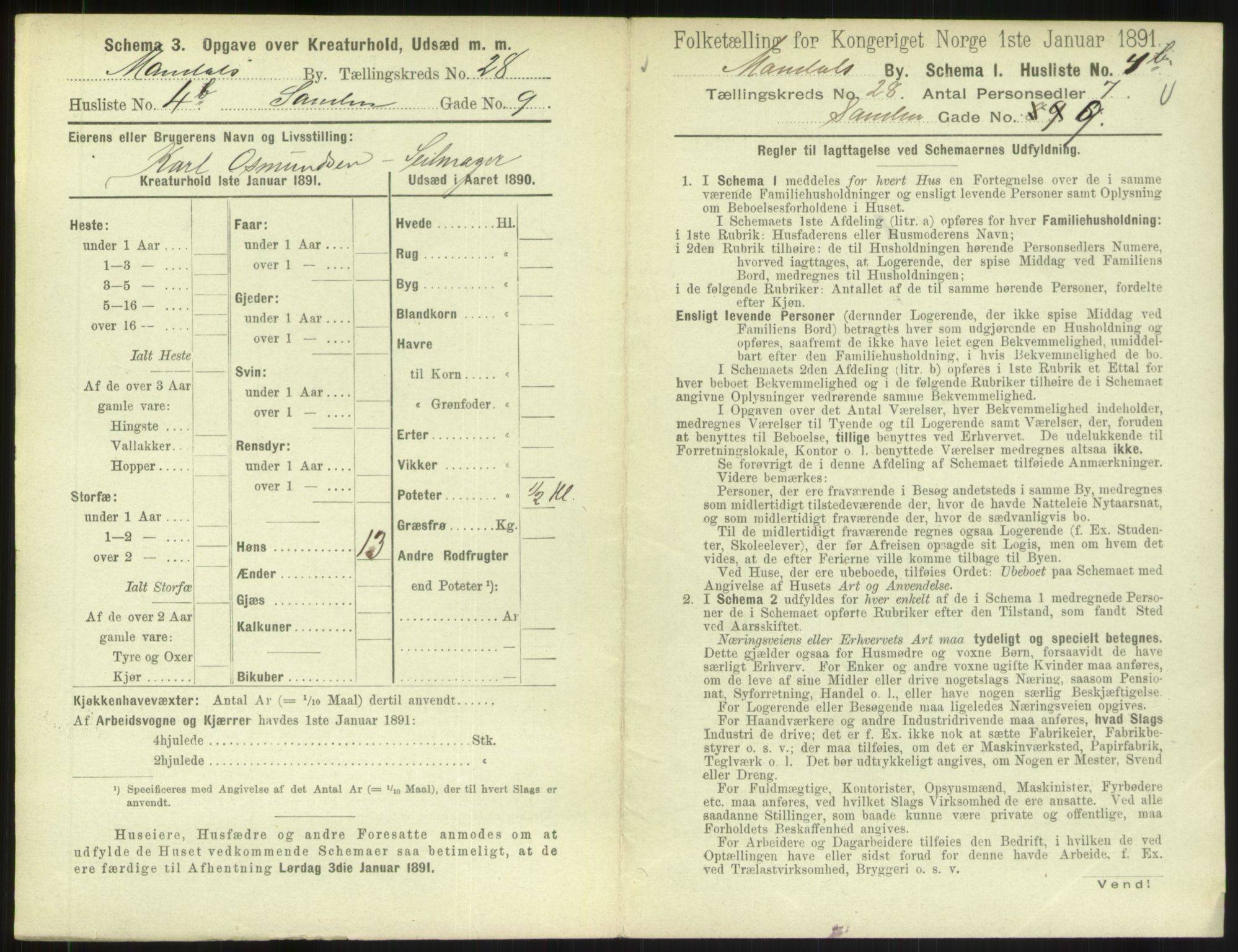 RA, Folketelling 1891 for 1002 Mandal ladested, 1891, s. 1253