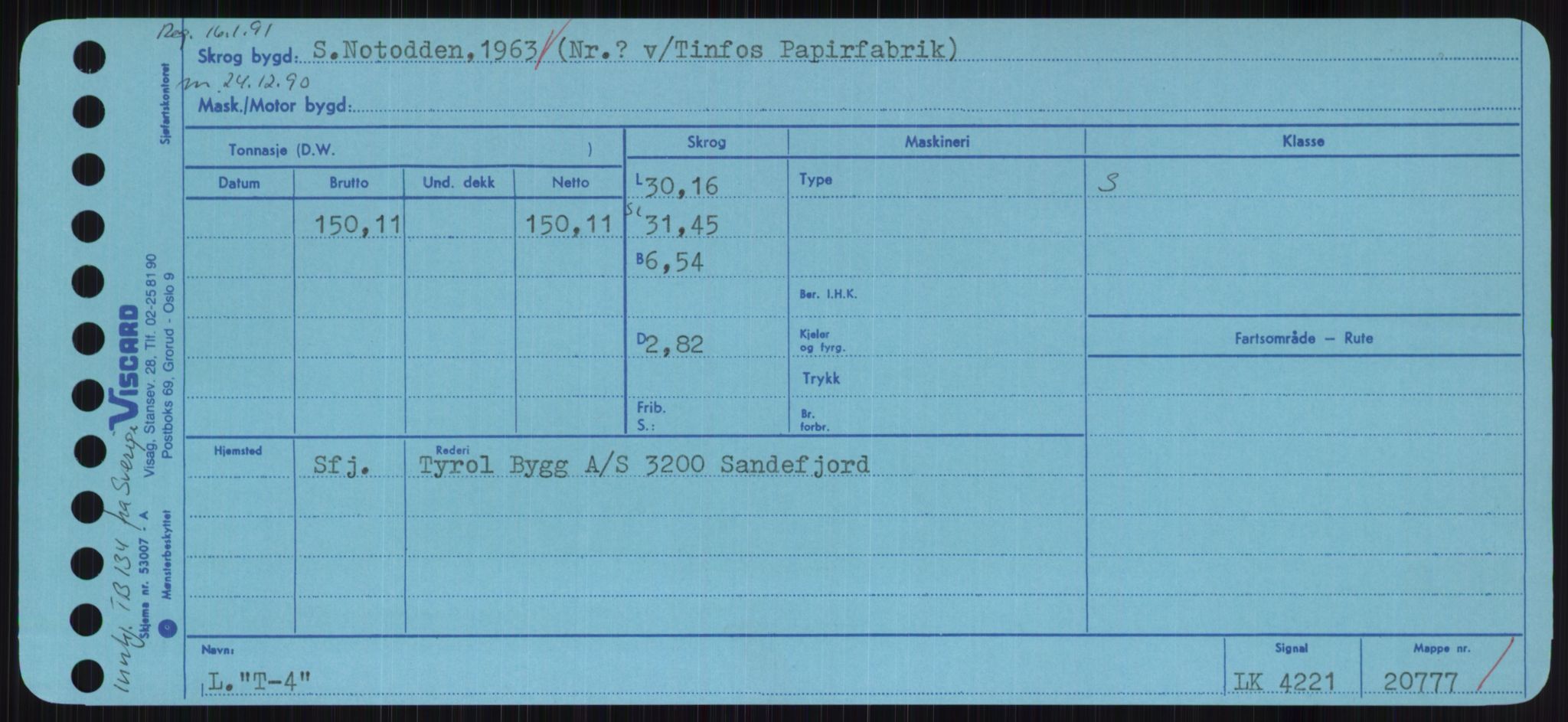 Sjøfartsdirektoratet med forløpere, Skipsmålingen, RA/S-1627/H/Hc/L0001: Lektere, A-Y, s. 417