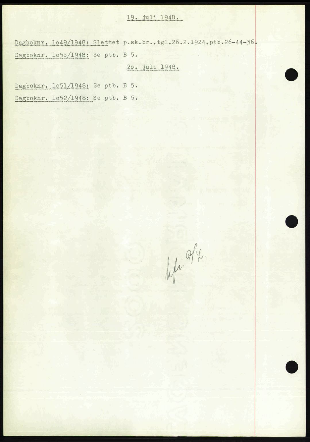 Nedenes sorenskriveri, SAK/1221-0006/G/Gb/Gba/L0059: Pantebok nr. A11, 1948-1948, Dagboknr: 1049/1948