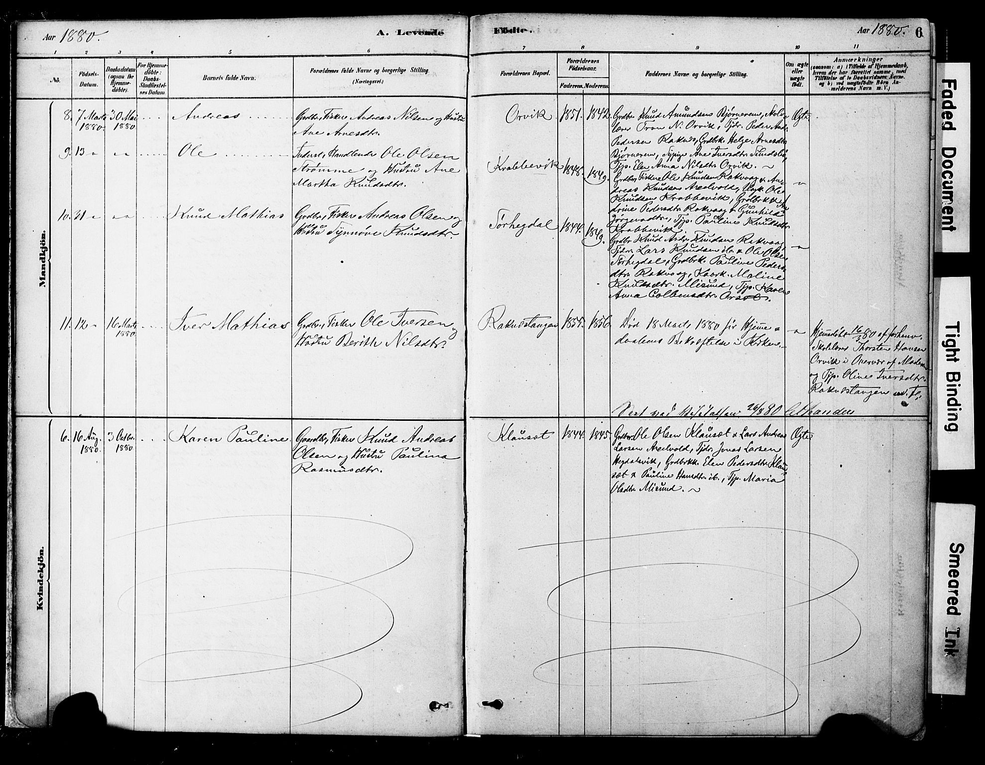 Ministerialprotokoller, klokkerbøker og fødselsregistre - Møre og Romsdal, AV/SAT-A-1454/563/L0736: Ministerialbok nr. 563A01, 1878-1903, s. 6