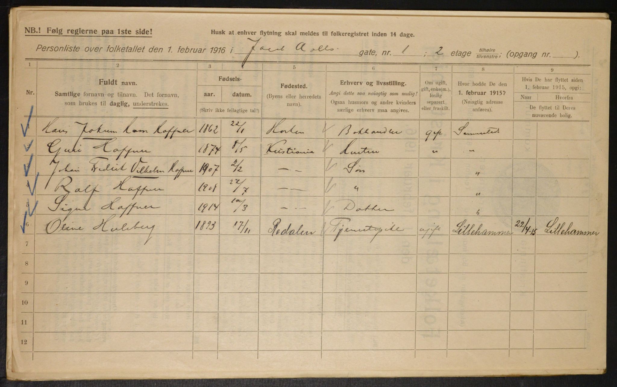 OBA, Kommunal folketelling 1.2.1916 for Kristiania, 1916, s. 45667